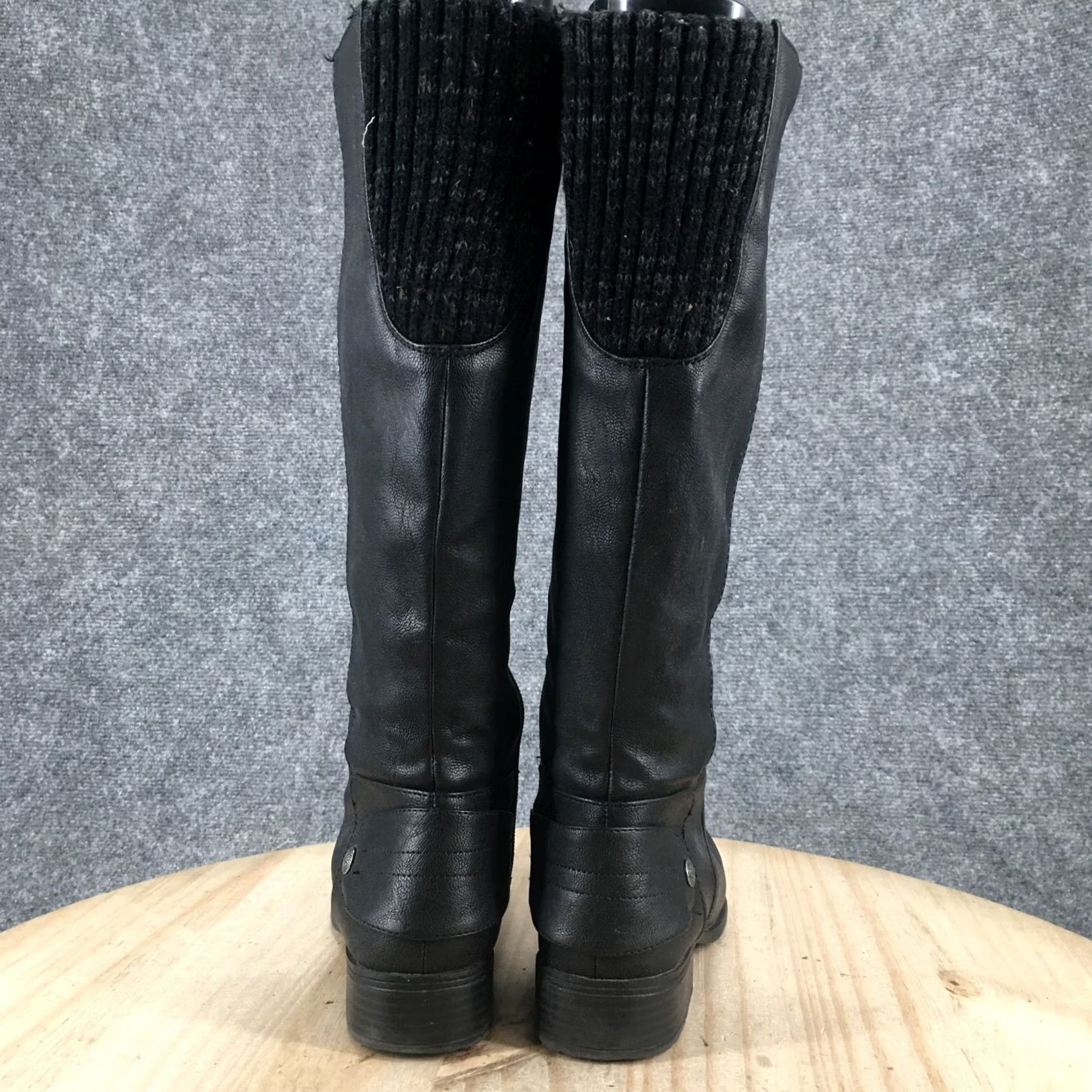Vintage LifeStride Boots Womens 8 M Xyloid Tall Riding Black Faux Leather Side Zip Cuban - Luxury Fashion Size US 8 / IT 38 - 7 Thumbnail