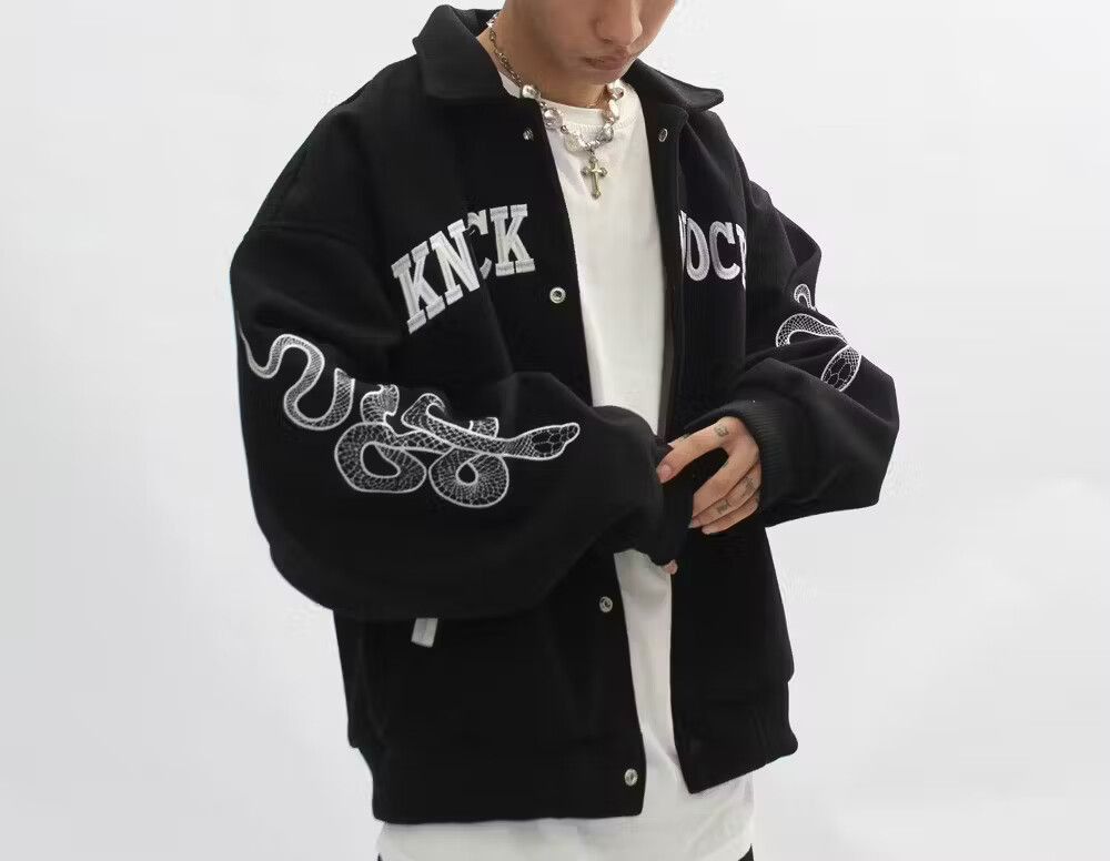 Knock Knock Black Varsity Jacket