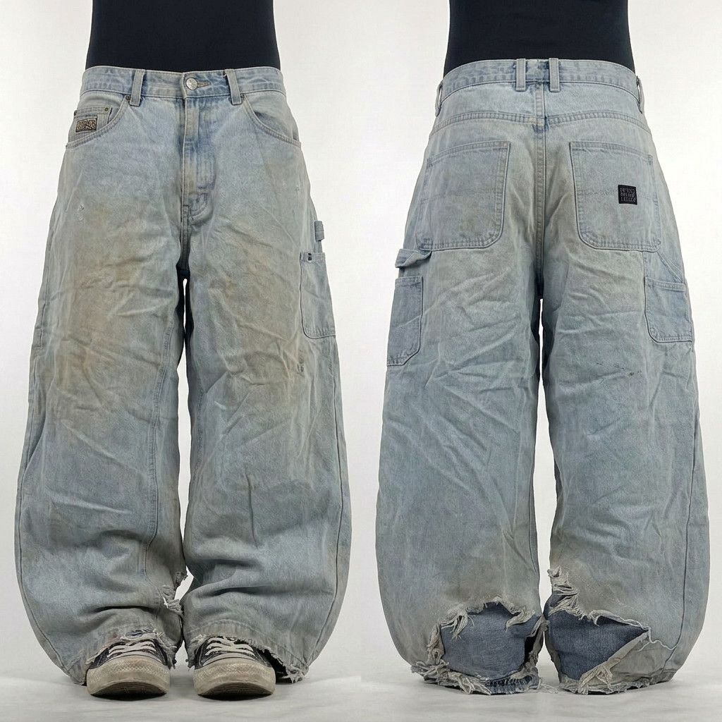 00s archive baggy wide denim fade y2k y2k vintage baggy Dark blue 