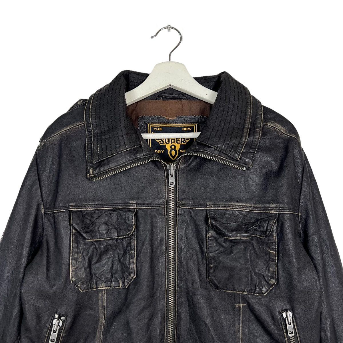 Superdry 🔥 SUPERDRY 8 RIDER MOTOB LEATHER JACKET Size US L / EU 52-54 / 3 - 5 Thumbnail