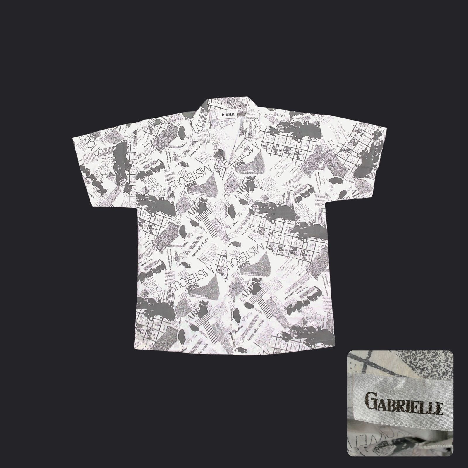 Gabrielle Y2K Baggy Newspaper Print Camp Shirt XL Size US XL / EU 56 / 4 - 1 Thumbnail