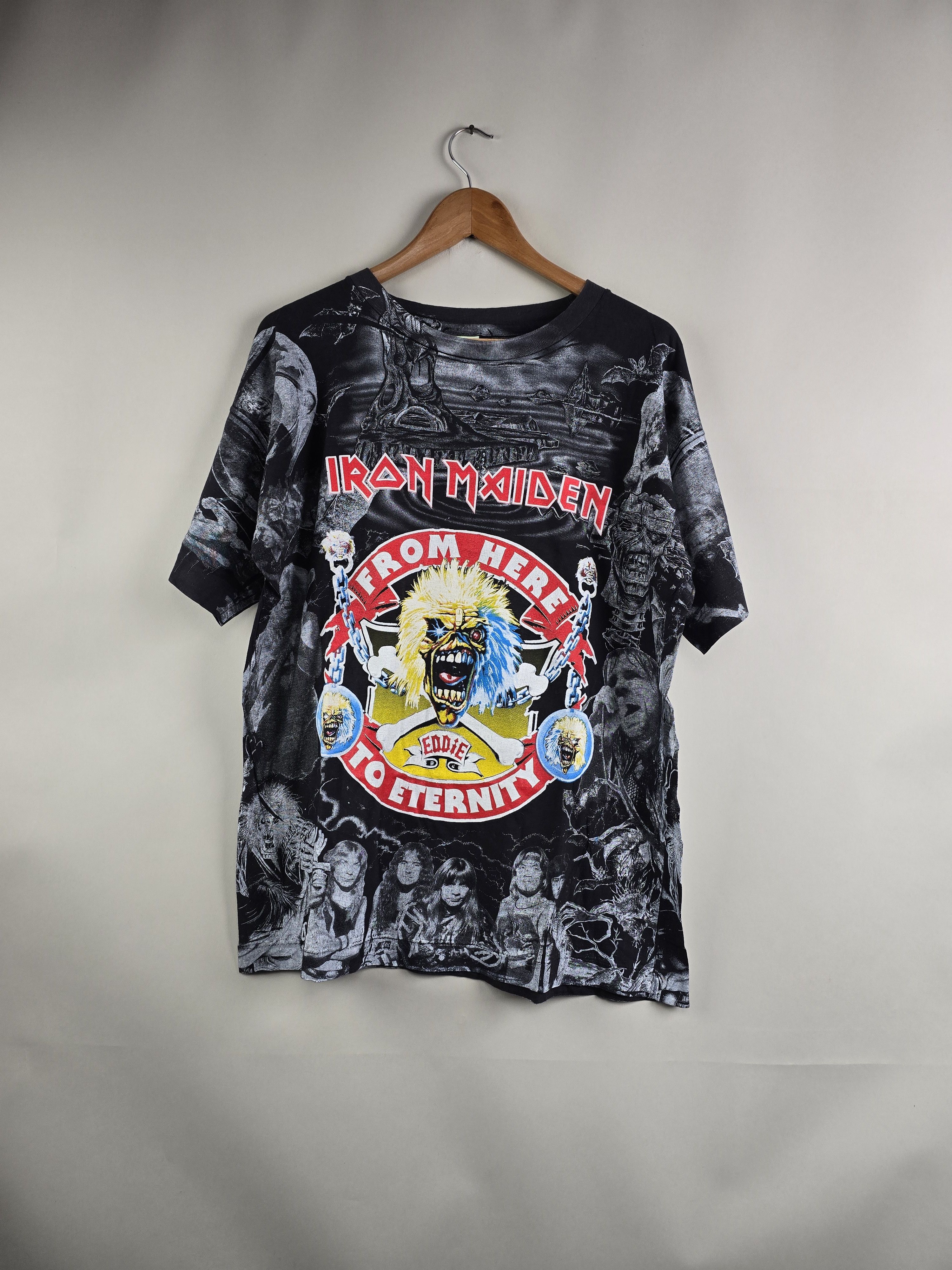 Band Tees × Iron Maiden × Vintage 90s Iron Maiden From here to 