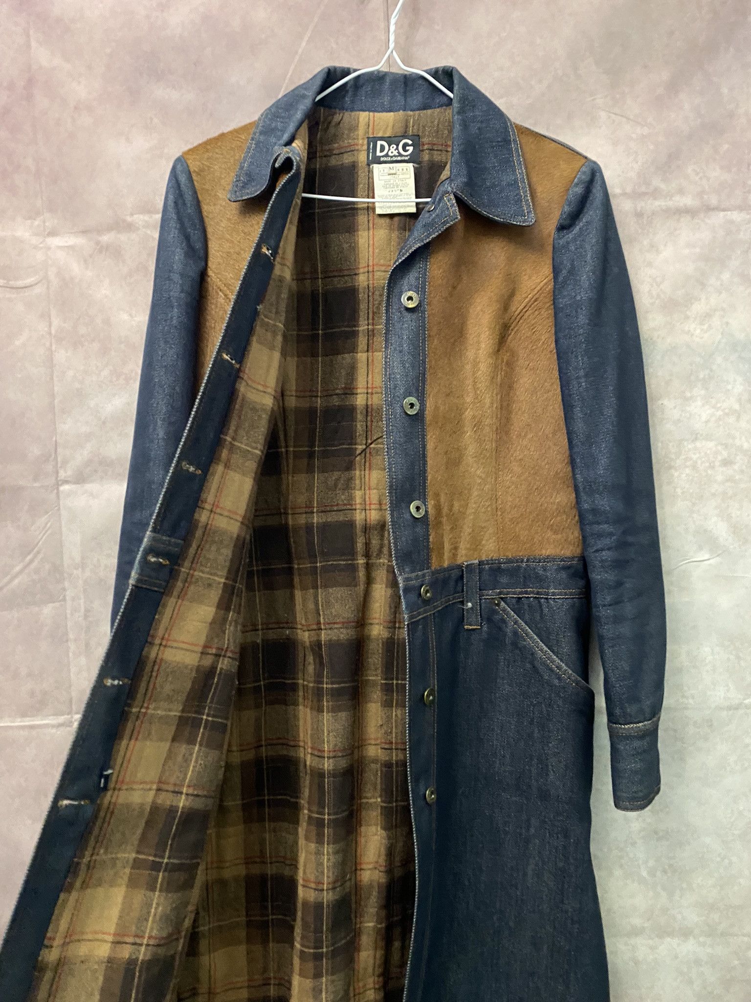 Designer × Dolce & Gabbana Dolce&Gabbana Vintage Jeans and Pony Hair Denim Coat Size M / US 6-8 / IT 42-44 - 2 Thumbnail