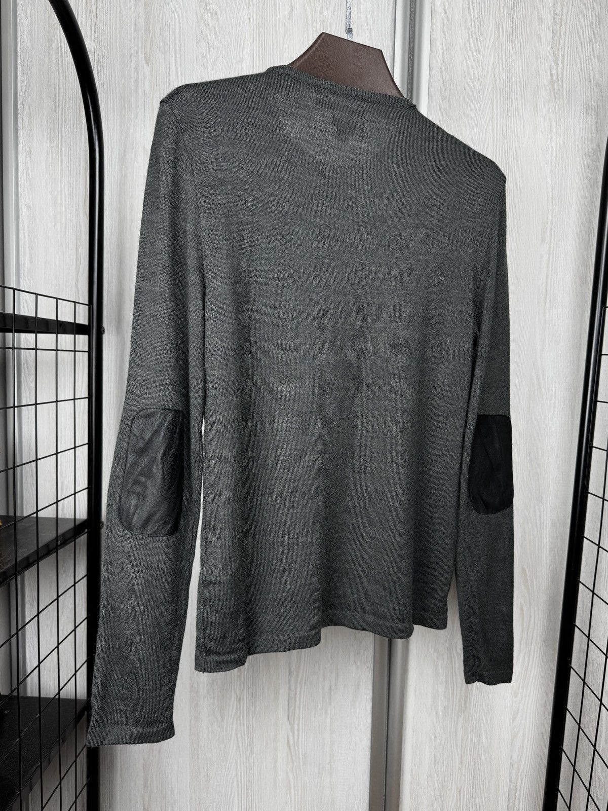 John Varvatos John Varvatos Luxe Line grey wool blend leather trim sweater Size US S / EU 44-46 / 1 - 7 Thumbnail