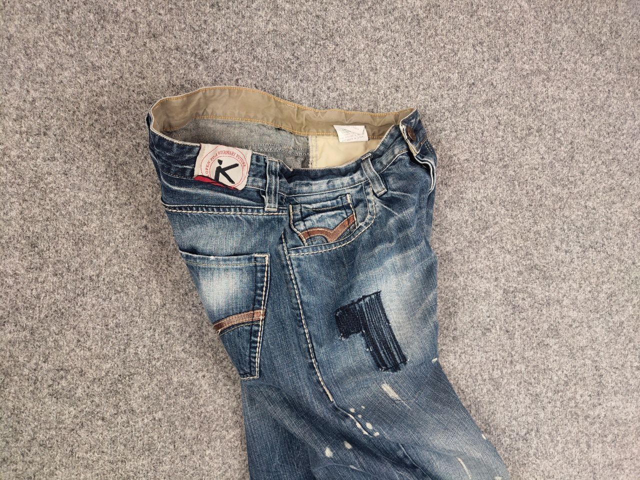 Japanese Brand VTG Y2K Japan Kick Distressed Faded Stretch Thunder Jeans Size US 34 / EU 50 - 15 Thumbnail