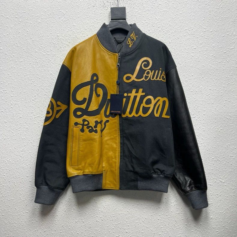 Louis Vuitton Louis Vuitton FW23 Black Yellow Baseball Jacket Size US XXL / EU 58 / 5 - 1 Thumbnail