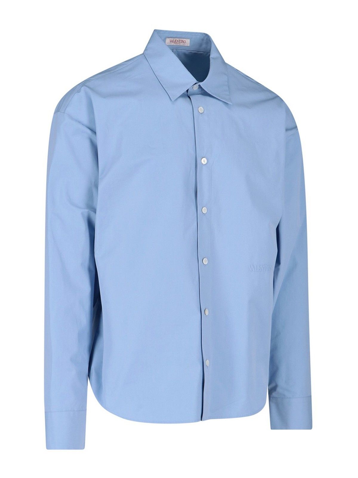 Valentino o1y0525 Logo Solid Color Shirt in Sky Blue Size US M / EU 48-50 / 2 - 2 Thumbnail