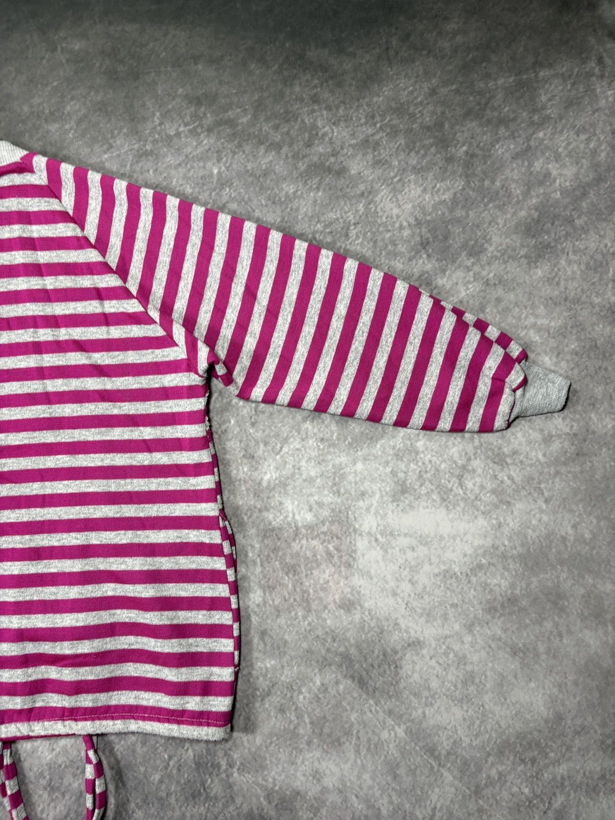 Vintage 1980s Vintage Sweatshirt Striped Crewneck Drawstring Crop 80 Size S / US 4 / IT 40 - 14 Thumbnail