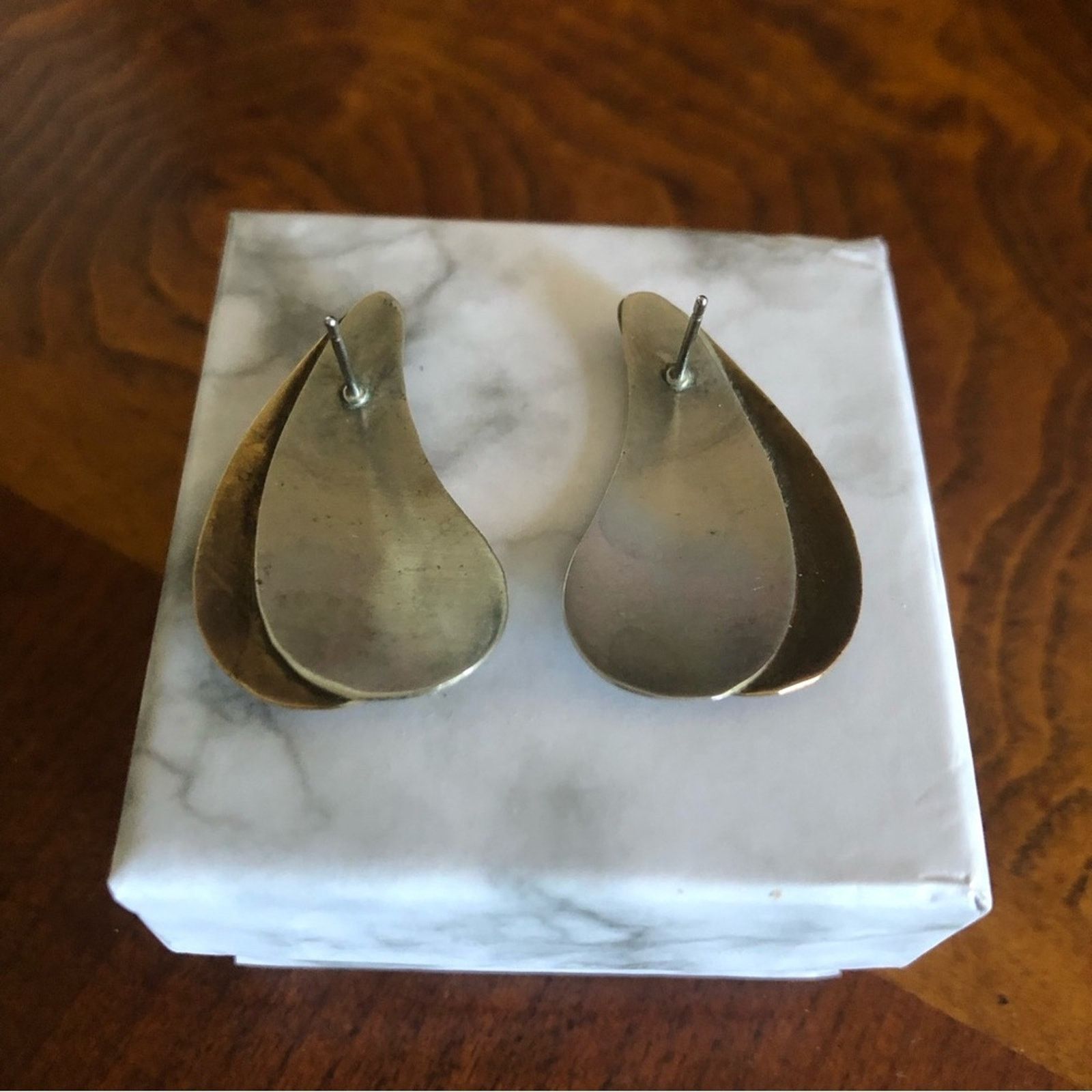 Vintage Vintage handcrafted silver and copper overlap earring Size ONE SIZE - 4 Thumbnail