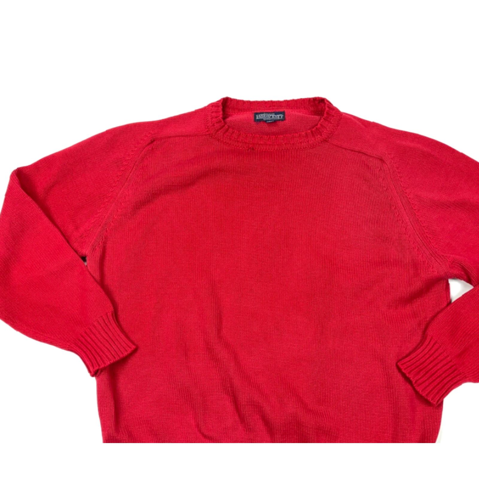 Lands' End VINTAGE Lands' End Red Heavyweight Cotton Sweater Adult Large Crew Neck Preppy Knit 90s Mens Size US L / EU 52-54 / 3 - 3 Thumbnail