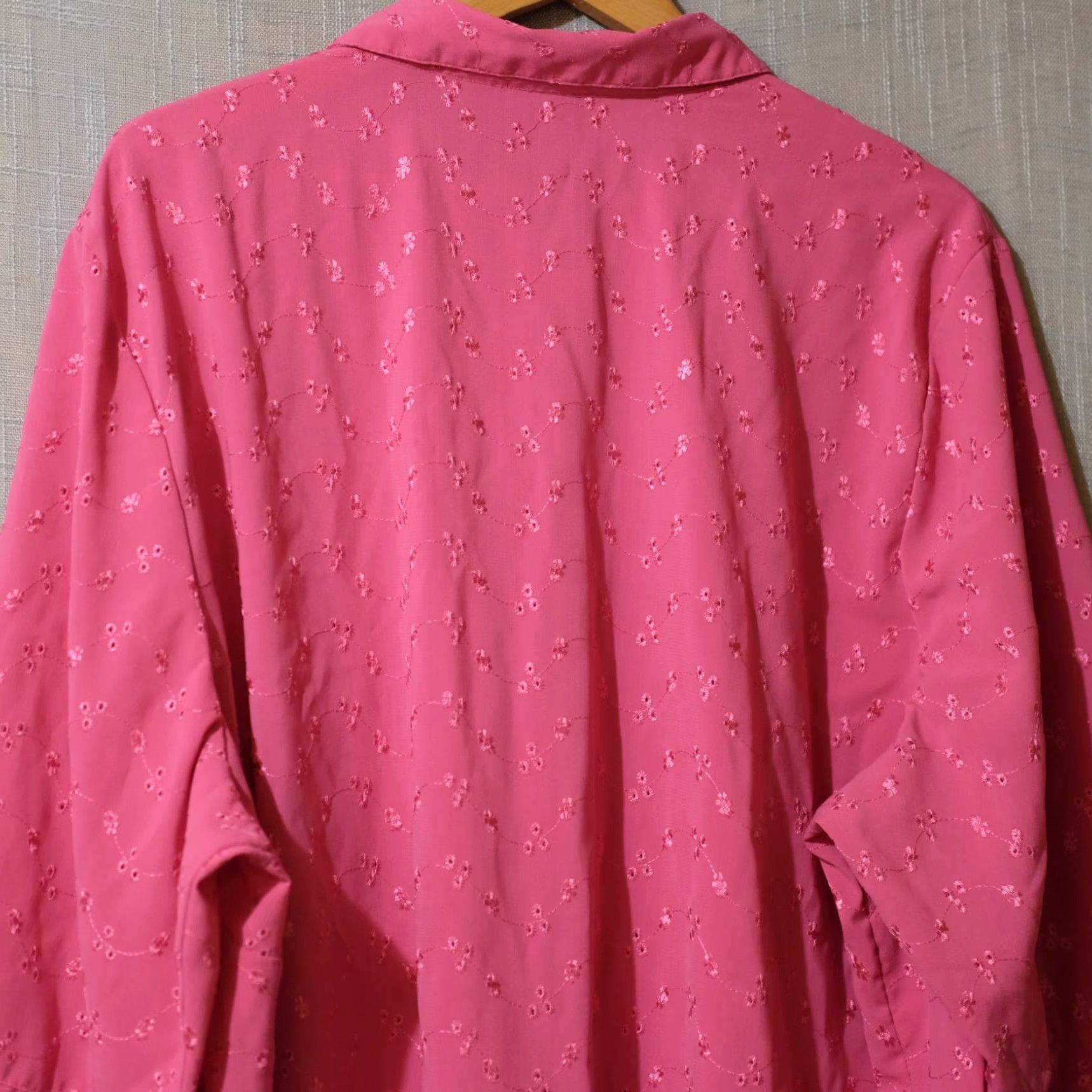 Pinko Maggie Barnes Blouse Pink 3/4 Sleeve Floral Embroidered Women's 3X #A9-15 Size XXL / US 16-18 / IT 52-54 - 6 Thumbnail