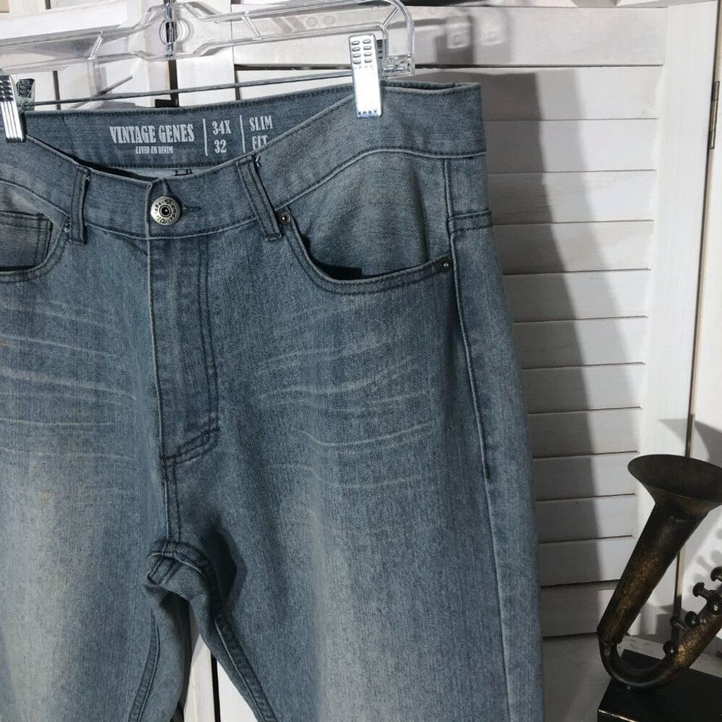 Vintage slim fit light blue Jeans cotton blend retro style Sz 34 X32 Size US 34 / EU 50 - 3 Thumbnail