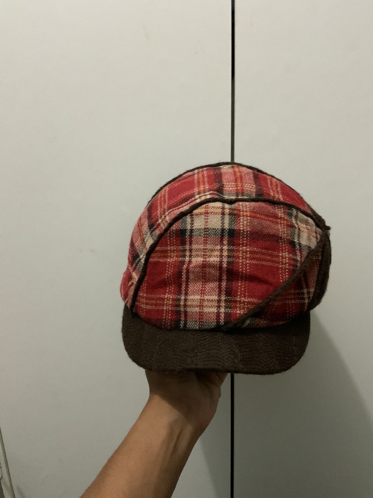 Japanese Brand Patchwork Retro Maroon Newsboy Hat Size ONE SIZE - 5 Thumbnail
