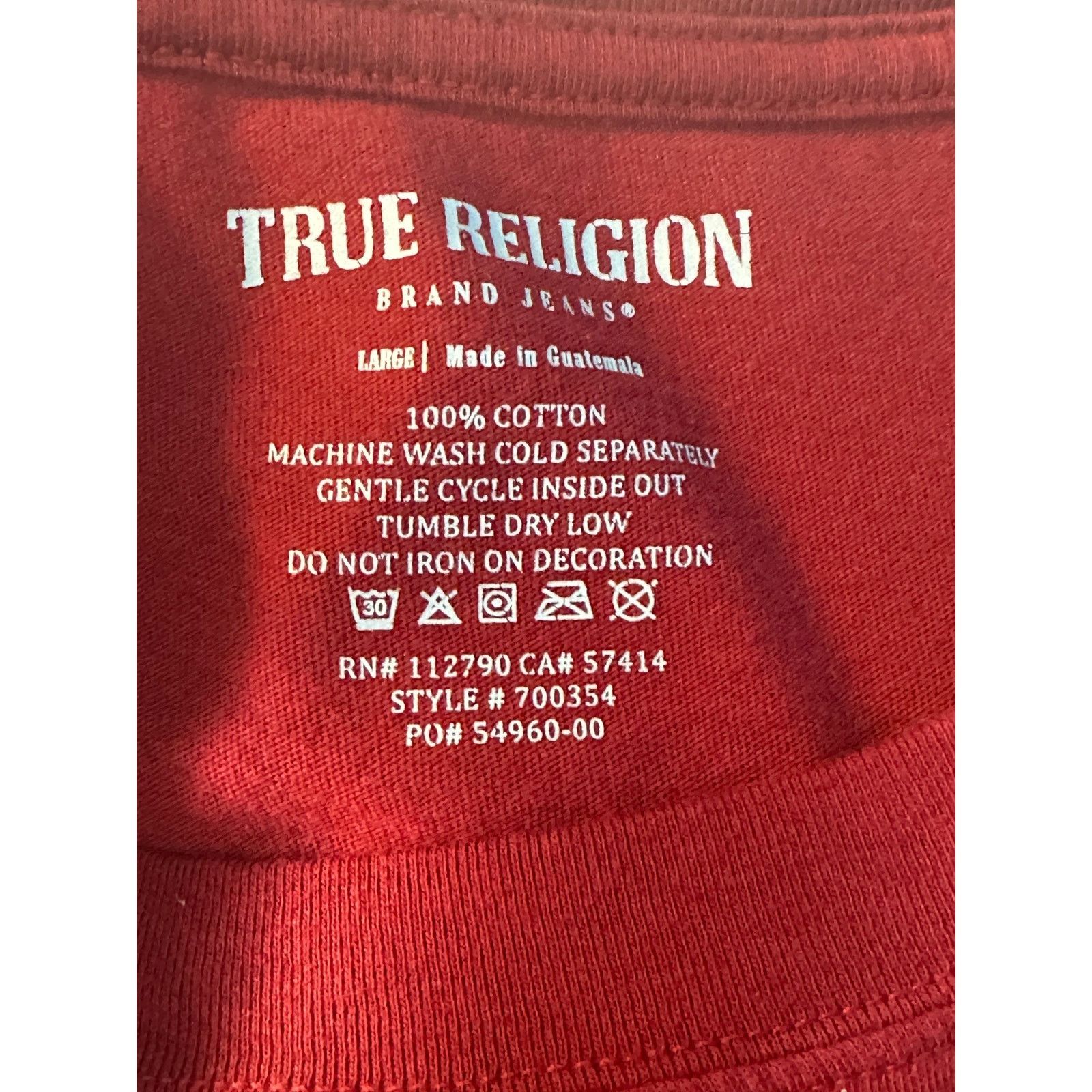 True Religion True Religion burgundy red short sleeves t shirt size Large Size US L / EU 52-54 / 3 - 3 Thumbnail