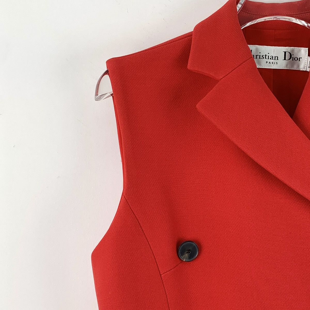 Dior Dior Red Wool Lapel Double Breasted Sleeveless Dress Size S / US 4 / IT 40 - 3 Thumbnail