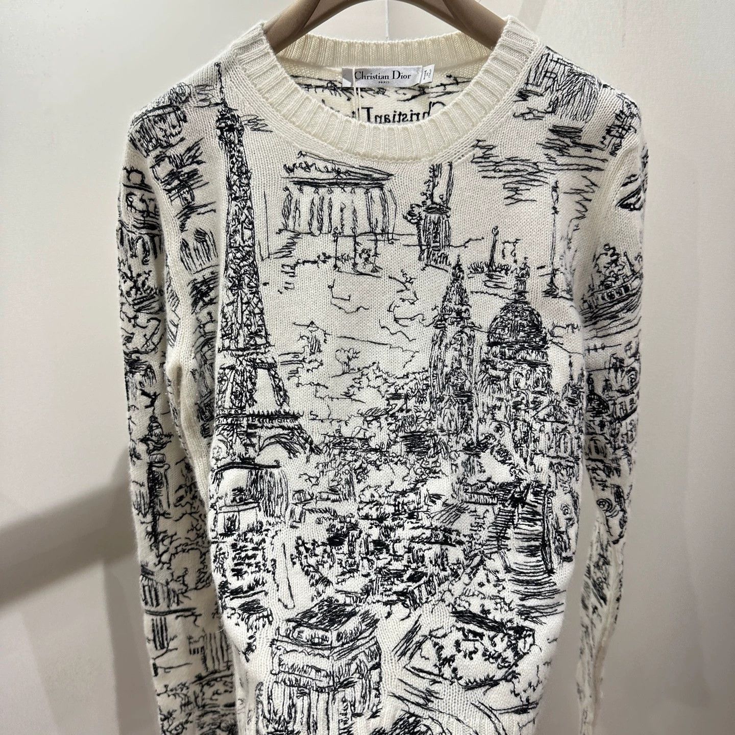 Christian Dior Monsieur Dior May295 Cashmere Crewneck Blk Paris Map Sweater 42 Size M / US 6-8 / IT 42-44 - 7 Thumbnail