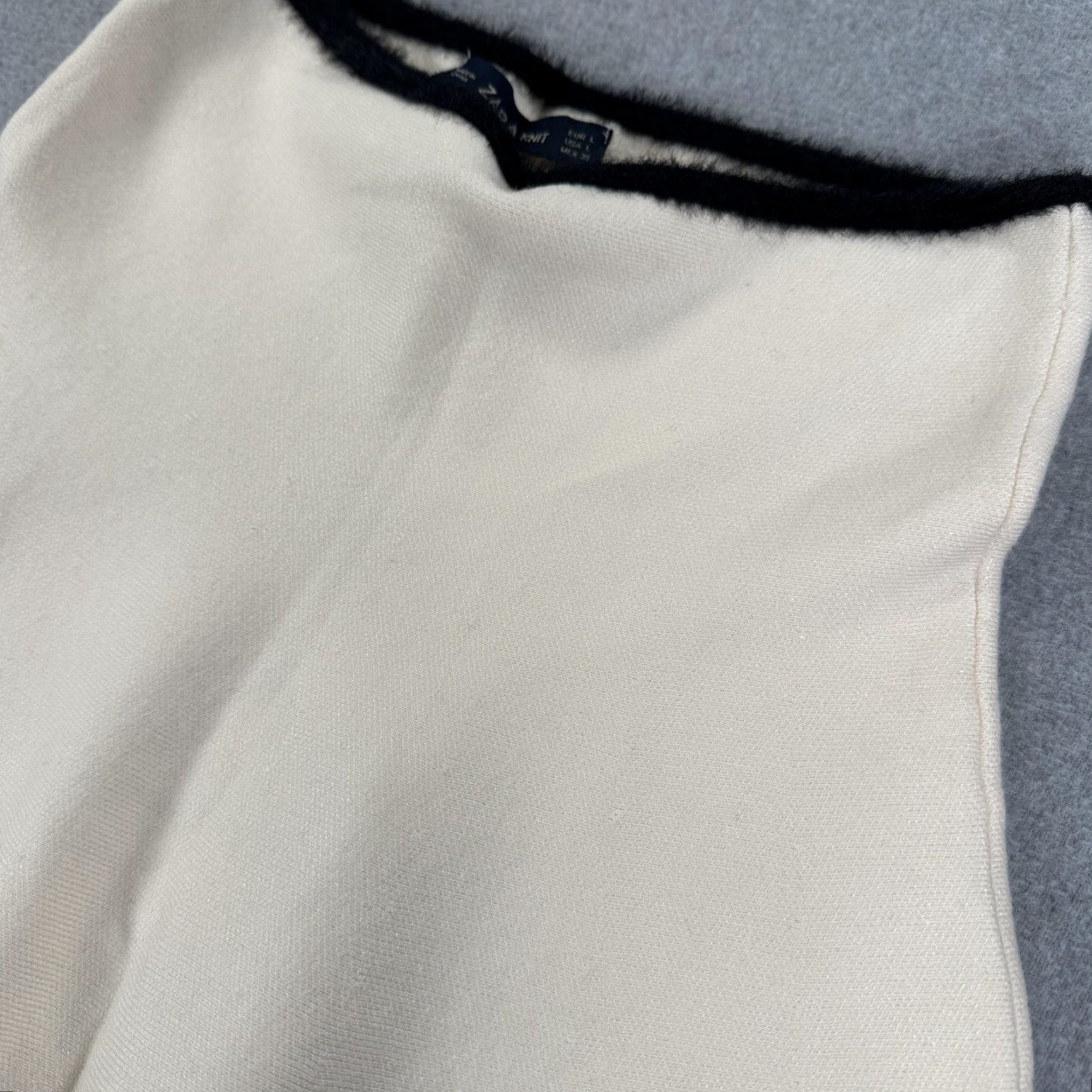 Zara Zara Knit Skirt Womens Large White A-Line Short High Waist Flare Stretch Casual Size 36" / US 14 / IT 50 - 2 Thumbnail