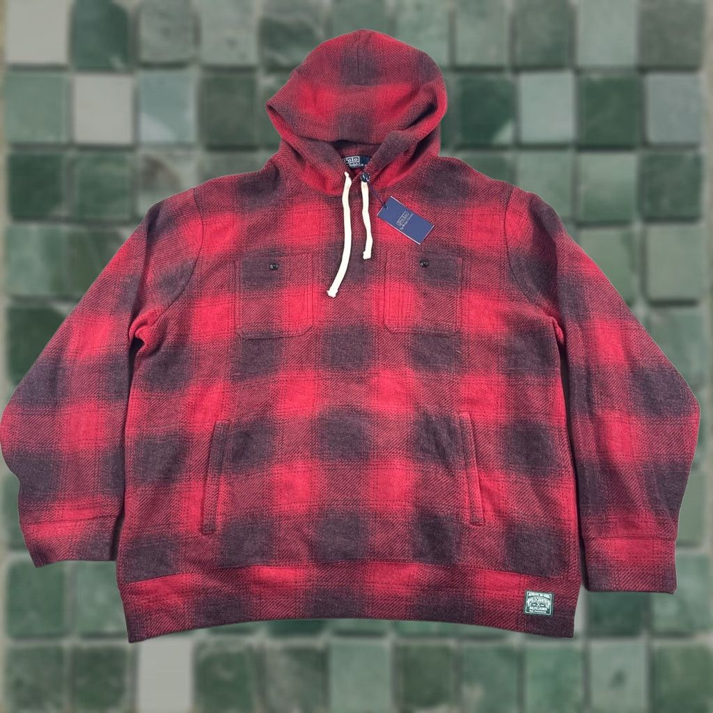 Polo Ralph Lauren VINTAGE Polo Country Ralph Lauren Hoodie Shirt 2XL Red Plaid Logo Pullover Hooded Mens Size US XXL / EU 58 / 5 - 1 Thumbnail