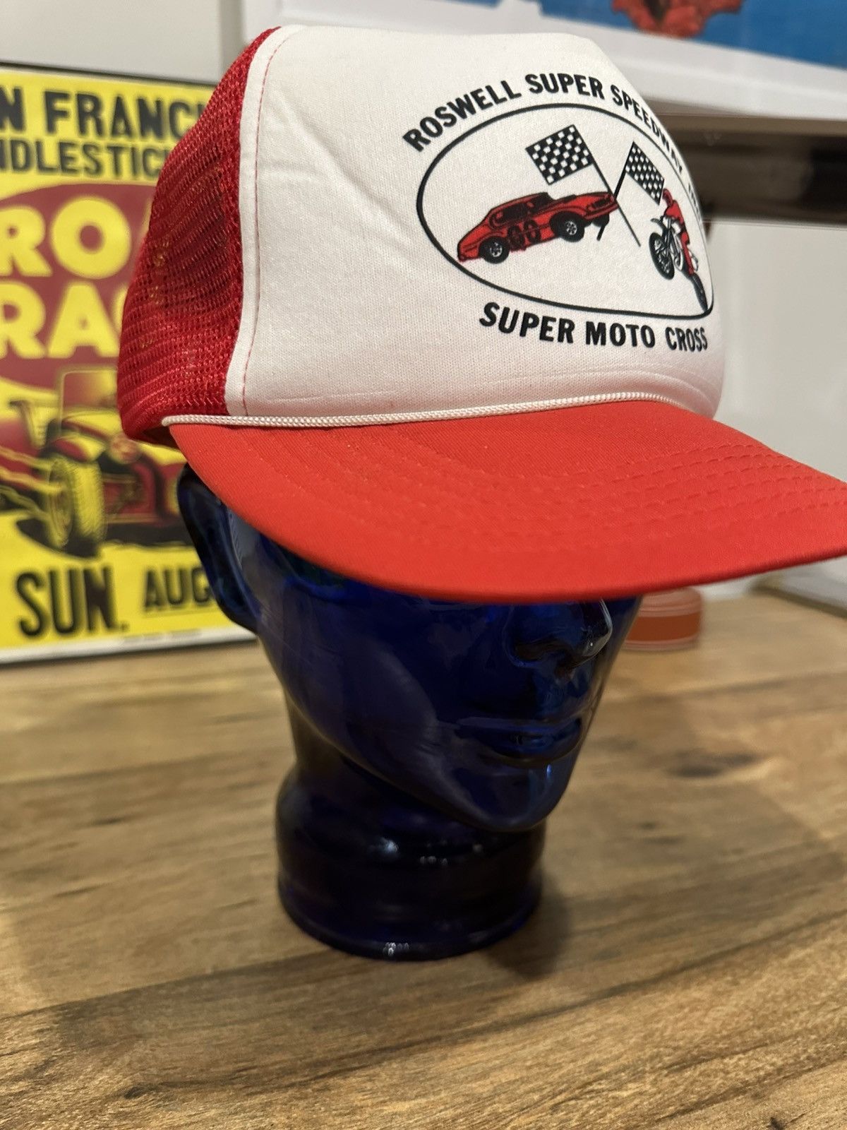 Vintage Vintage Moto Cross Roswell Super Speedway Trucker Hat Size ONE SIZE - 3 Thumbnail