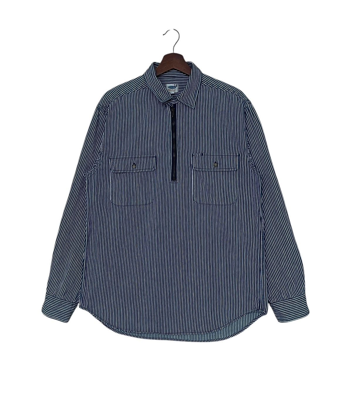 Japanese Brand × Vintage Vintage Brand Denim Chick Half Zipper Hickory Shirt 1990s Size US L / EU 52-54 / 3 - 1 Thumbnail