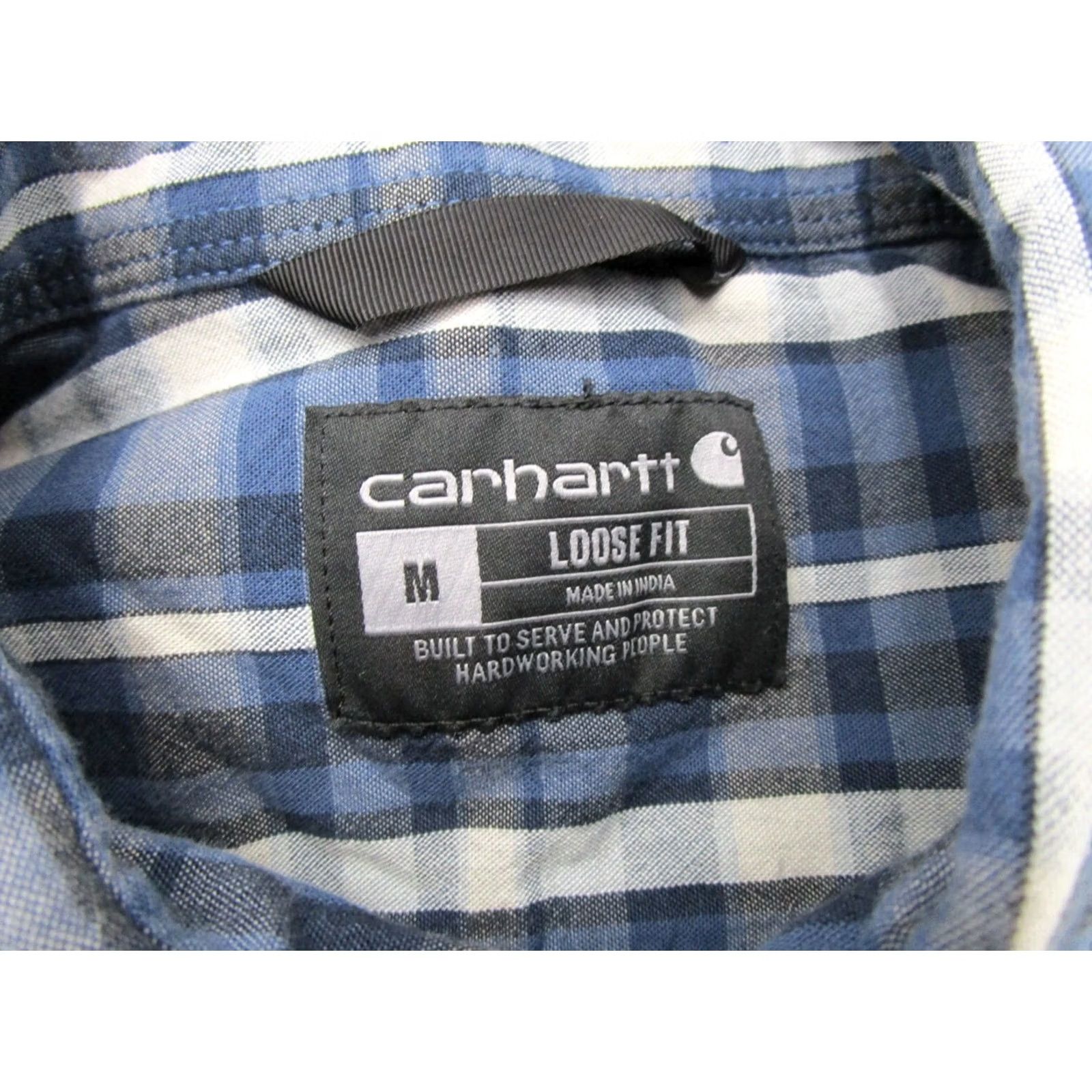 Carhartt Carhartt Mens Short Sleeve Shirt Blue Plaid Button-Up 100% Cotton Size M Loose Fit Workwear Shirt Size US M / EU 48-50 / 2 - 2 Thumbnail