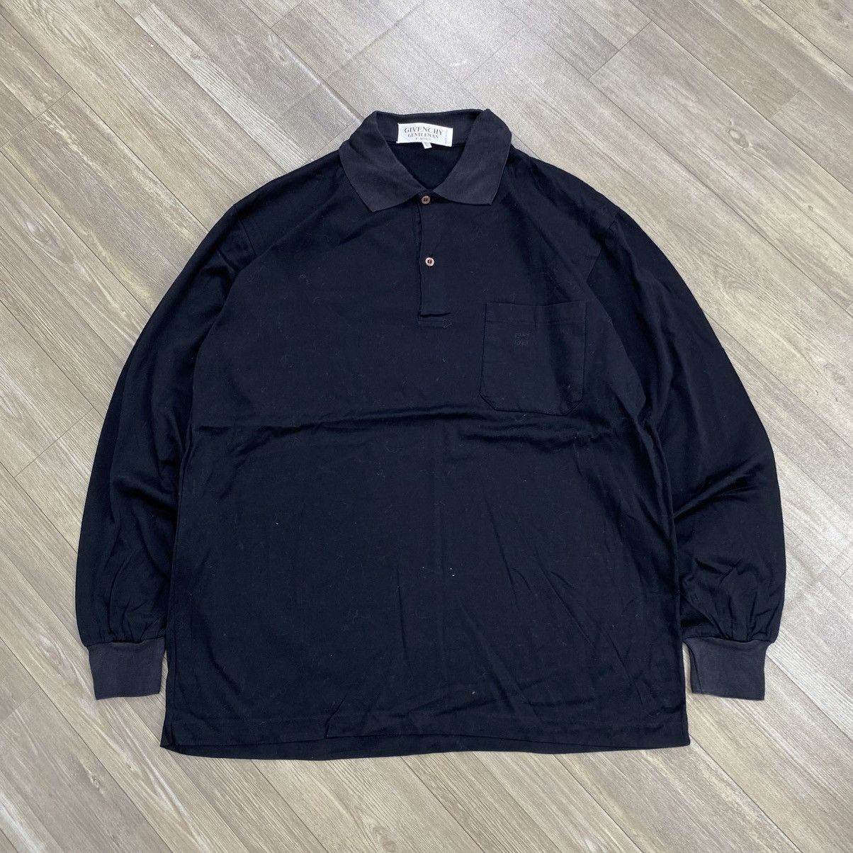 Givenchy 1990s Givenchy Gentleman Paris Pocket Longsleeve Polo Shirt Size US L / EU 52-54 / 3 - 1 Thumbnail