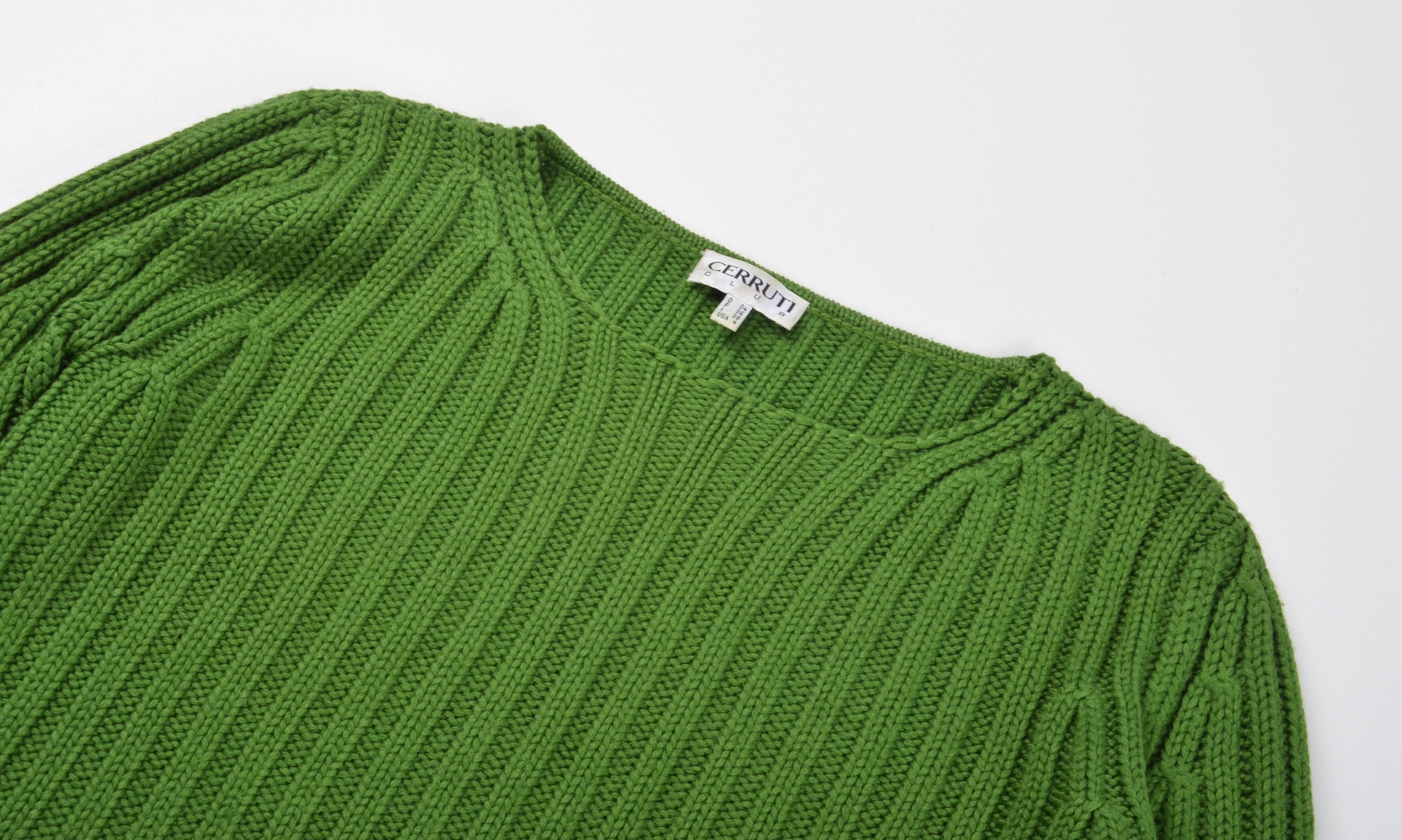 Cerruti 1881 Vintage Cerruti 1881 90's Ribbed Green Wool Blend Sweater Size S / US 4 / IT 40 - 4 Thumbnail