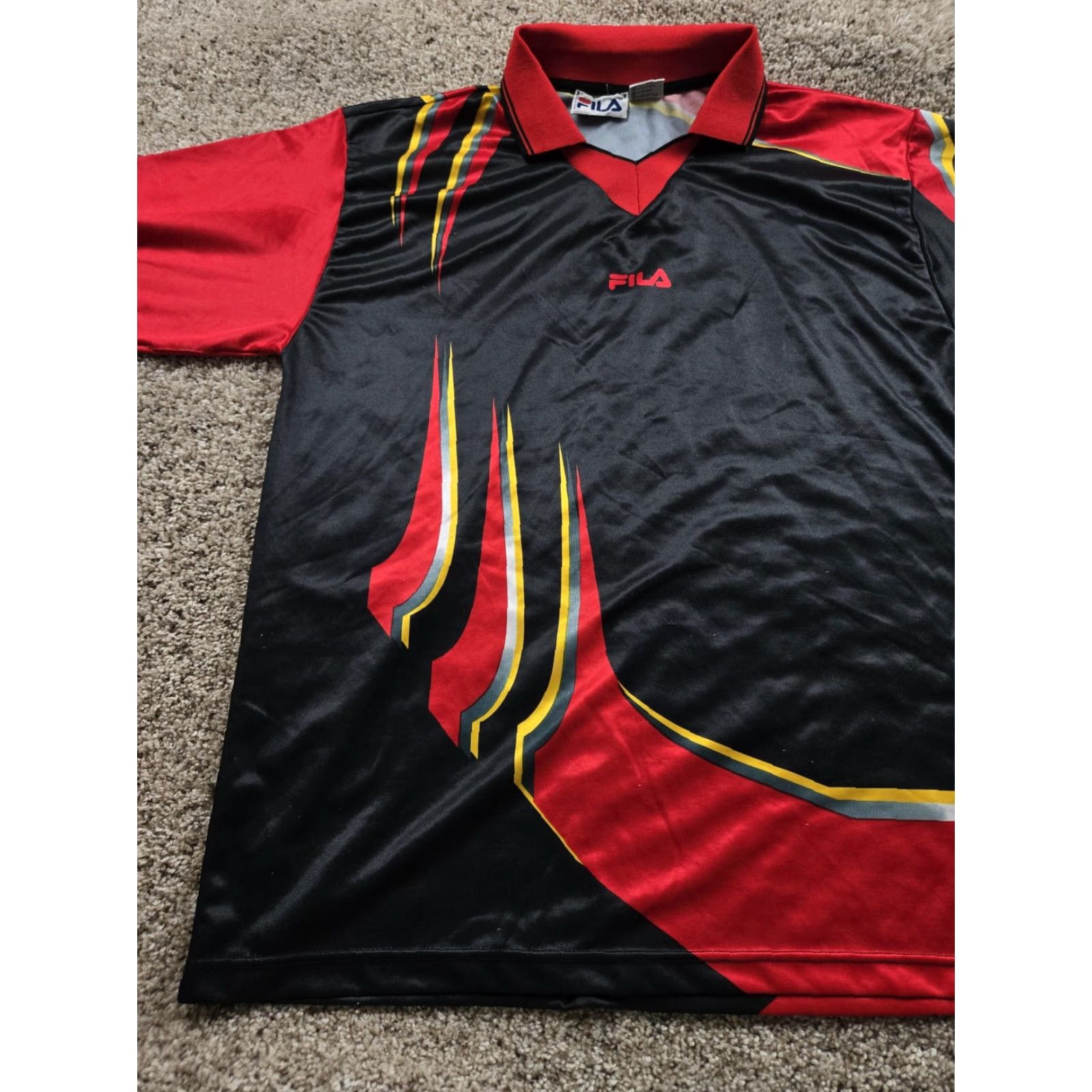 Fila VINTAGE FILA Soccer Jersey Shirt Mens M Red Italy 90s Graphic Print Polo Short Sleeve Pullover Made 100% Polyester Breathing Lightweight Durable Size US M / EU 48-50 / 2 - 5 Thumbnail