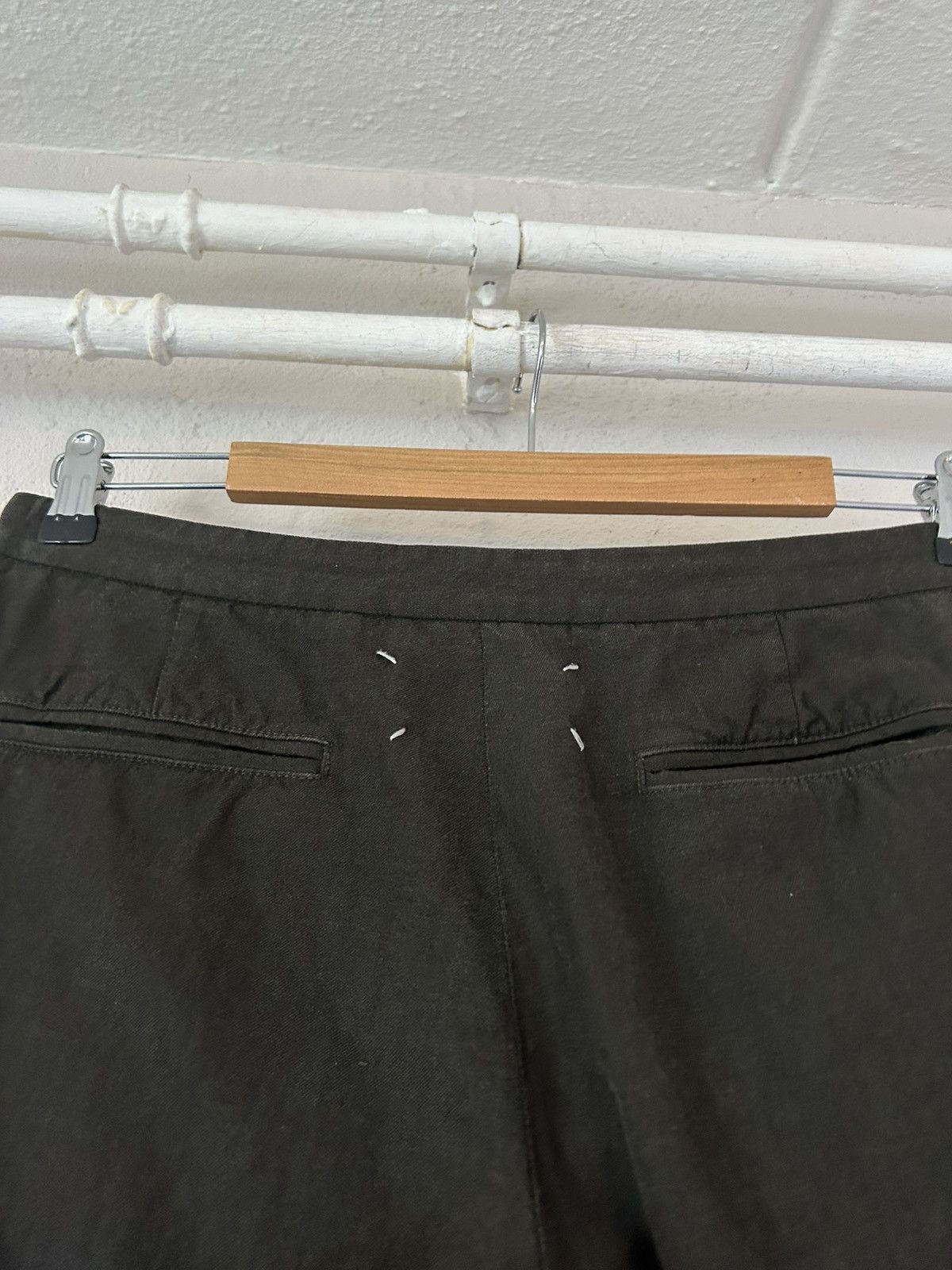 Maison Margiela Maison Margiela Dark Green Wool-Linen Blend Trousers Size US 34 / EU 50 - 6 Thumbnail