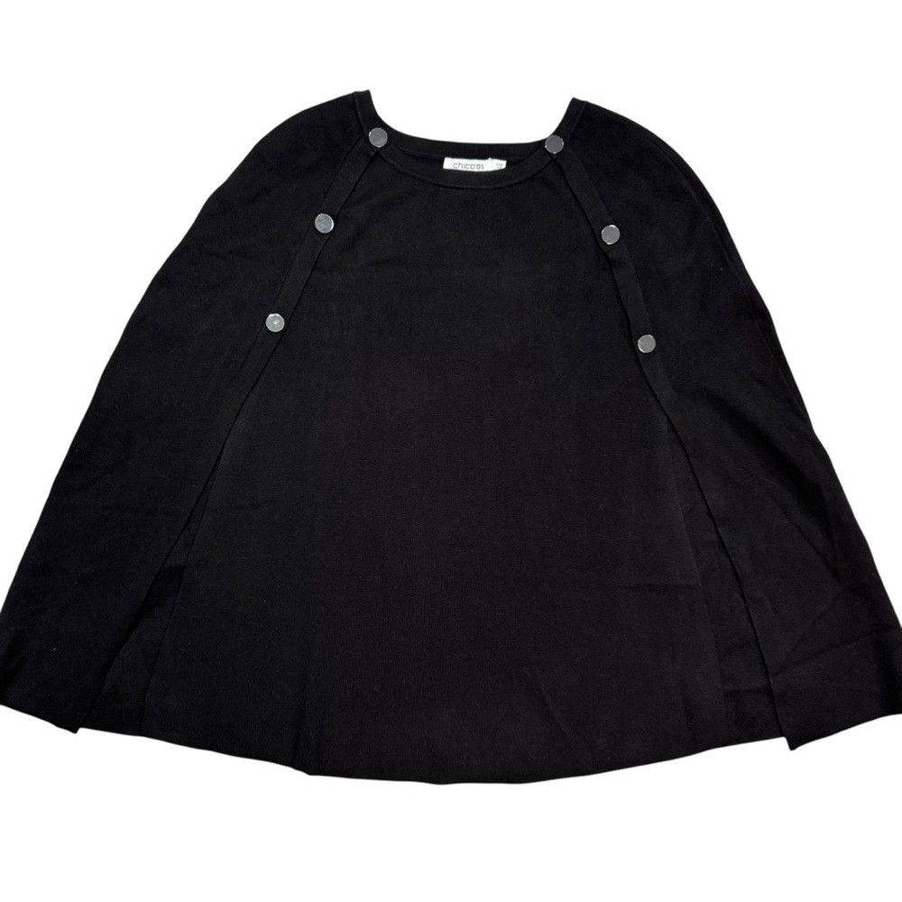 Chicos New Chico's Black Knit Sweater Cape Size XXS/XS Size XS / US 0-2 / IT 36-38 - 7 Thumbnail