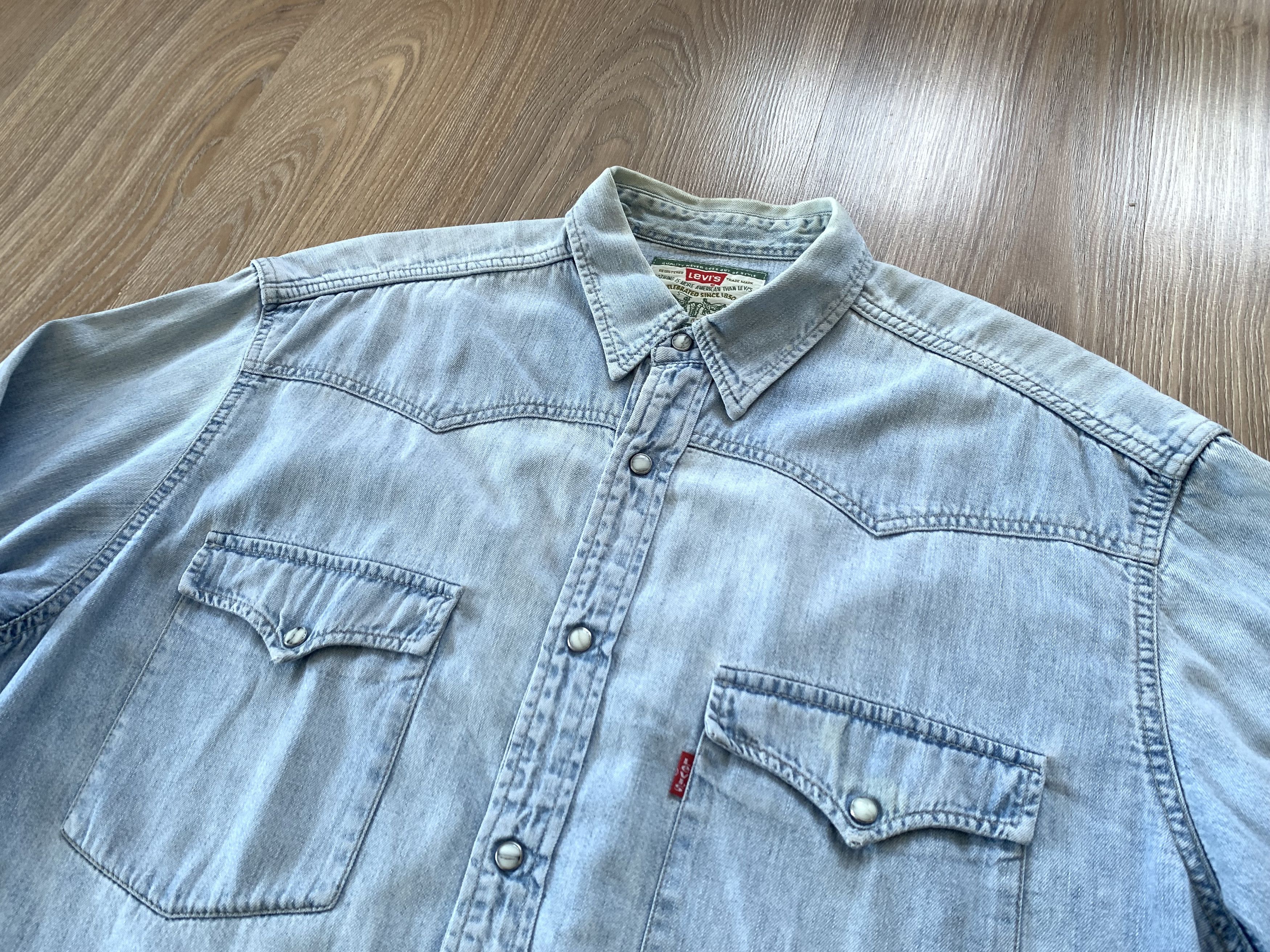 Levi's Men’s Levi’s Light Blue Vintage Western Denim Shirt Size US L / EU 52-54 / 3 - 4 Thumbnail