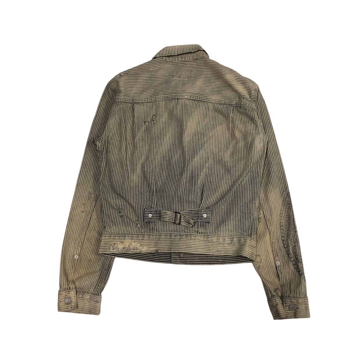 Ralph Lauren 🔥VINTAGE CROPPED BIKER JACKET HICKORY CHORE DENIM & SUPPPLY Size US XS / EU 42 / 0 - 2 Thumbnail