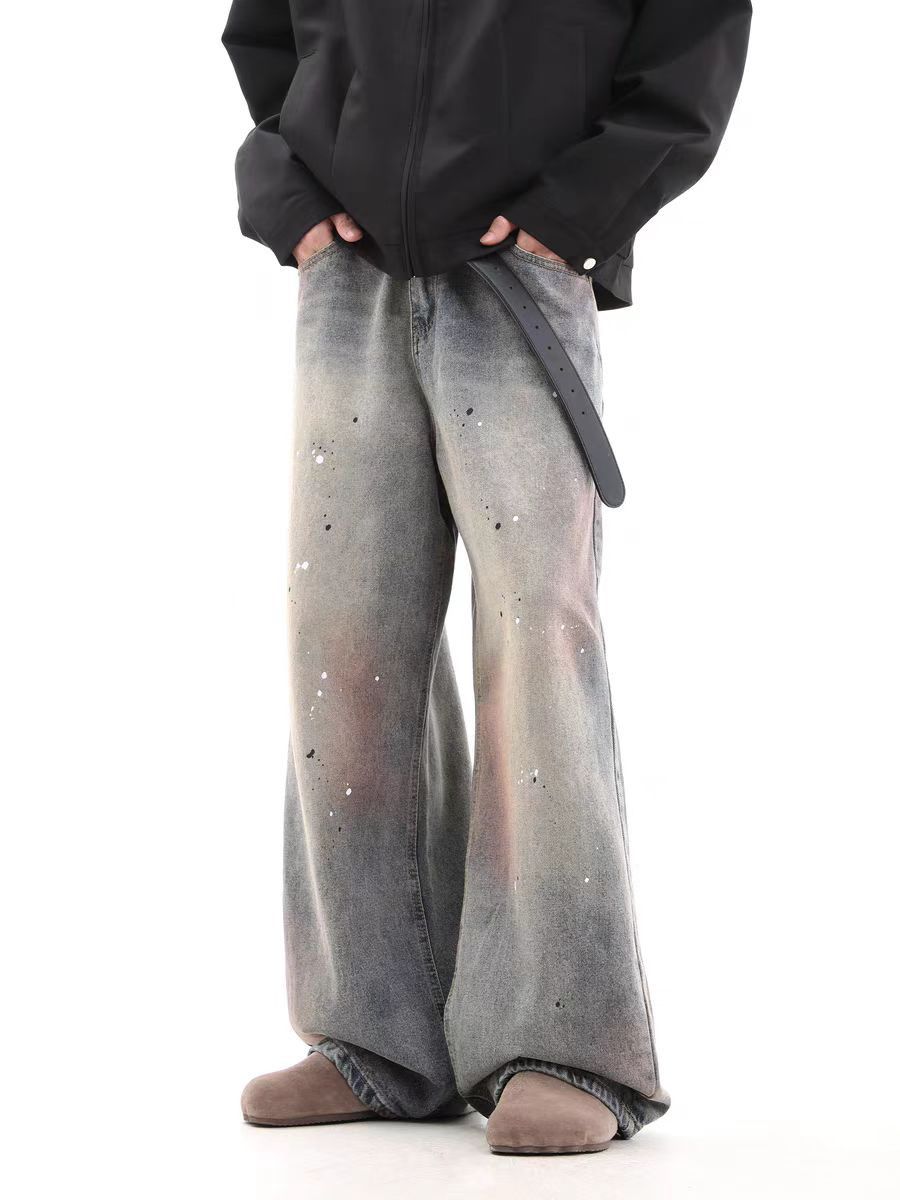 Jean Water-washed ink-splattered design relaxed-fit jeans Size US 32 / EU 48 - 1 Thumbnail