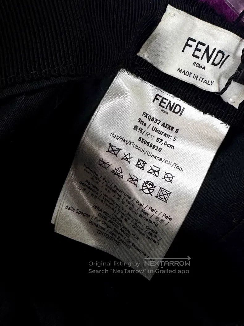 Fendi Fendi Purple FF Printed Fur Fisher Hat Size ONE SIZE - 4 Thumbnail