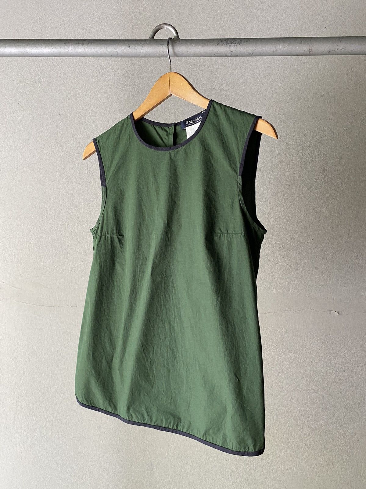 Max Mara Max Mara Forest Green Sleeveless Blouse with Black Trim Size M / US 6-8 / IT 42-44 - 15 Thumbnail