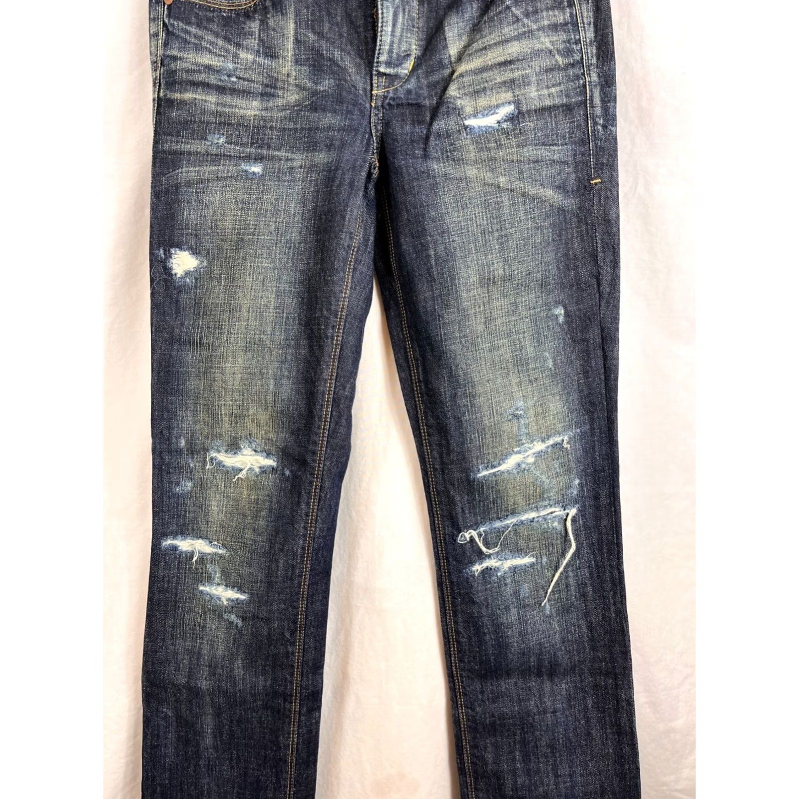 Madewell Madewell Rail Straight Jeans Distressed Dark Wash Women 24x34 Blue Denim Size 42" / US 20 - 3 Thumbnail
