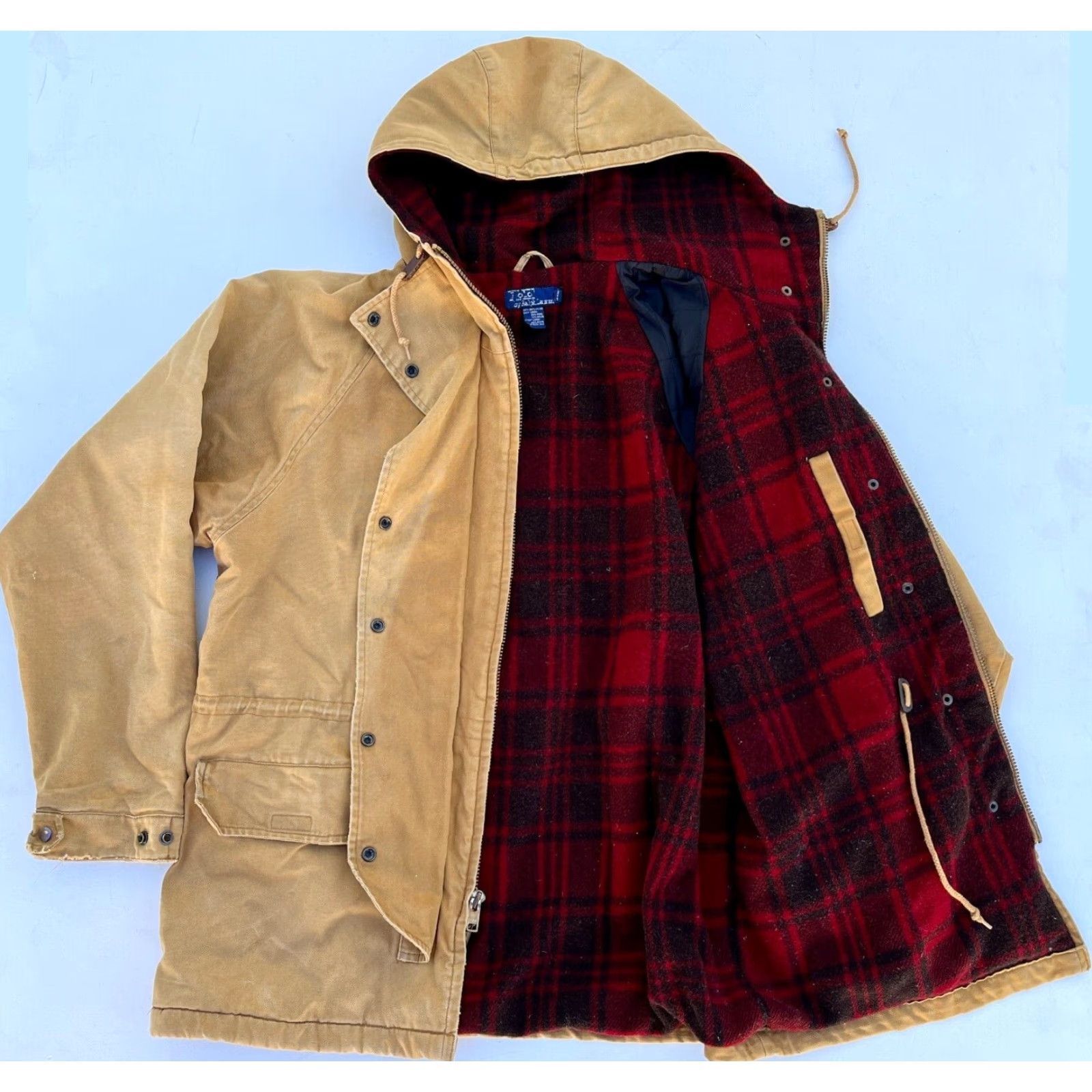 Polo Ralph Lauren VINTAGE Polo Ralph Lauren Barn Chore Coat Jacket Hooded Sz M Men's Canvas 90s Tan Wool Lining Pockets Hooded Casual Outdoors Mens Size US M / EU 48-50 / 2 - 2 Thumbnail