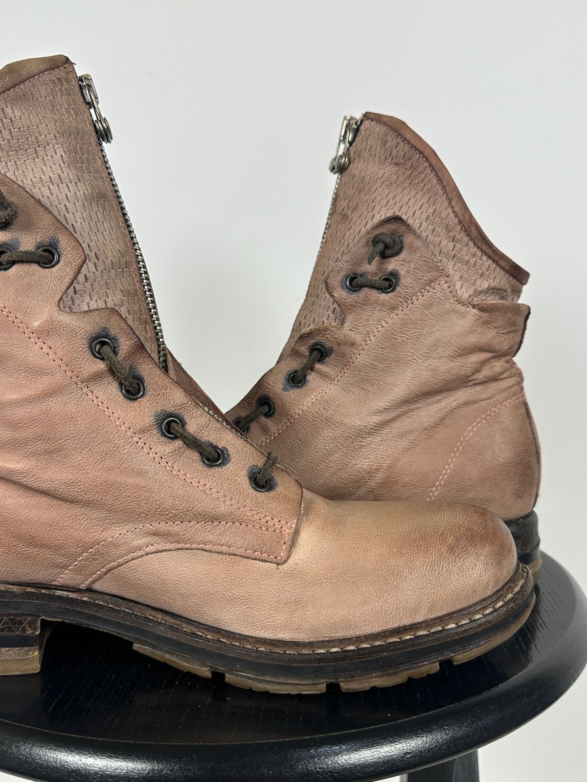 A.S.98 A.S.98. Airstep Leather Front Zip Biker Combat Ankle Boots Size US 10 / IT 40 - 19 Thumbnail