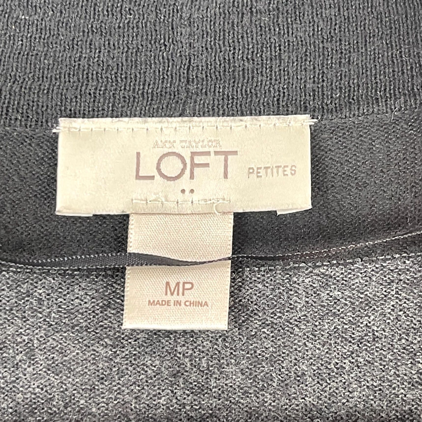 Loft LOFT Ann Taylor Cardigan Sweater Petites Black Gray Striped Womens PM Open V-Neck Long Sleeve Knit Size M / US 6-8 / IT 42-44 - 7 Thumbnail