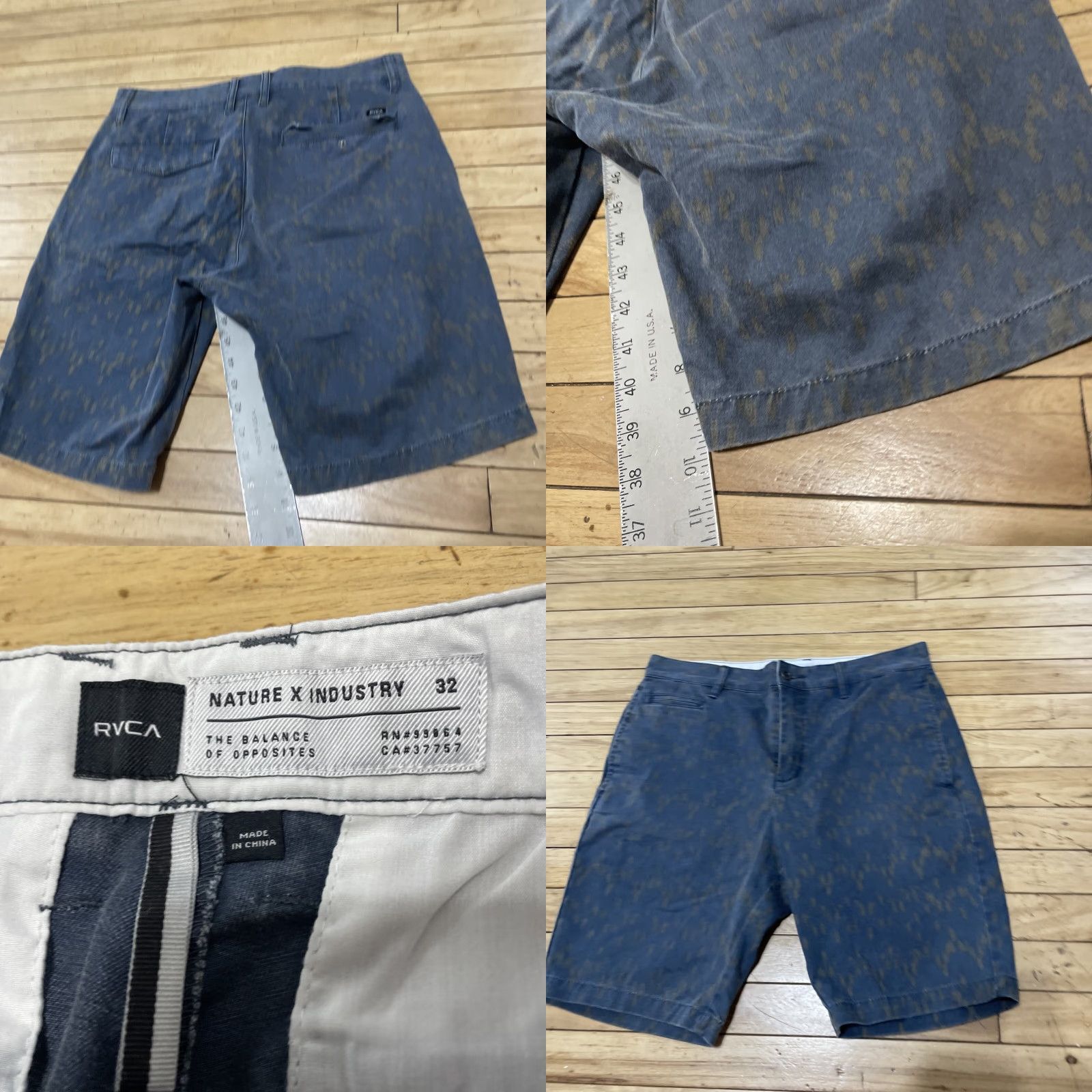 RVCA RVCA Shorts Men 32 Nature X Industry Geometric Nature Print Blue Tan Twill Chino Size US 32 / EU 48 - 8 Thumbnail