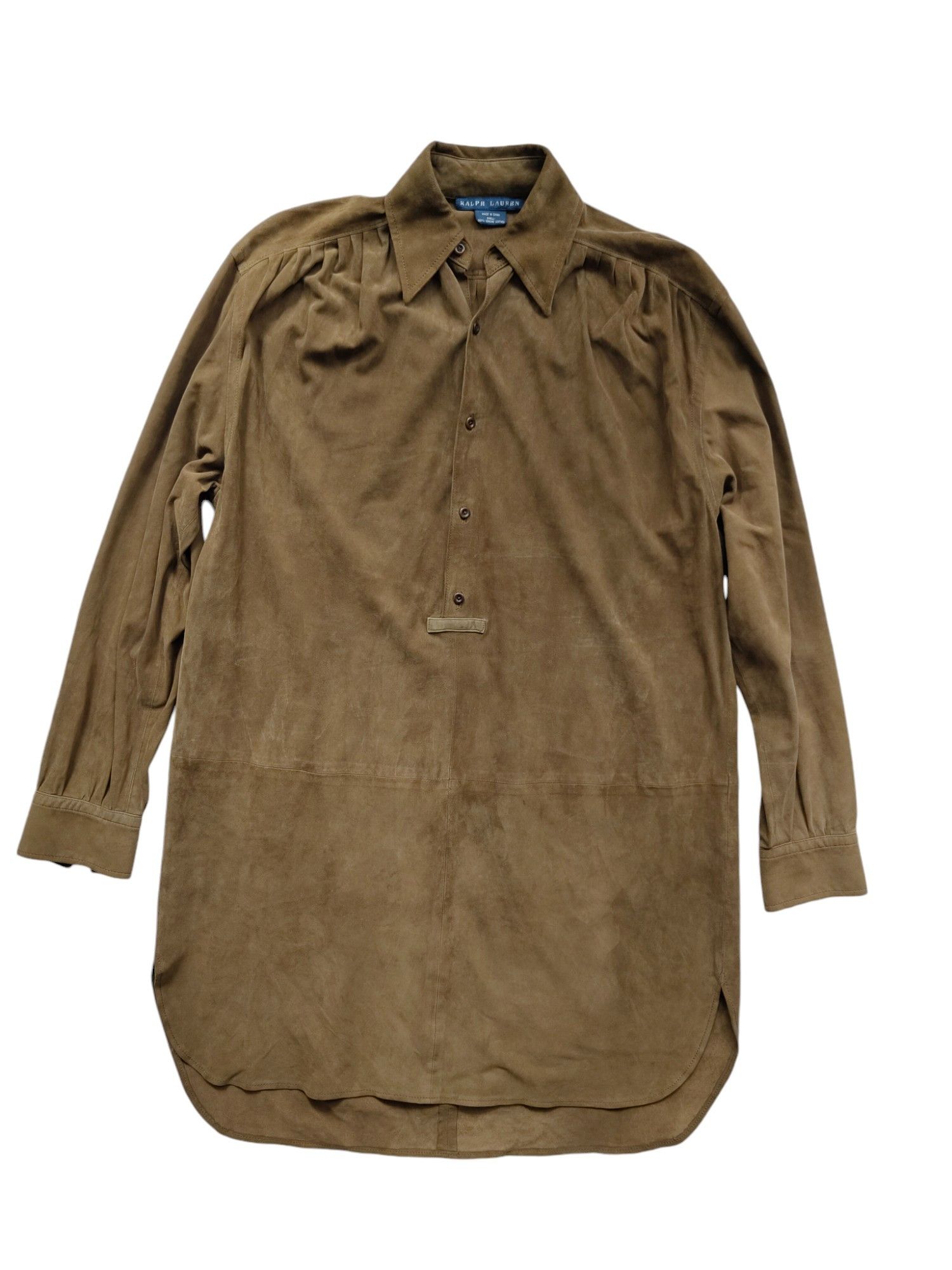 Ralph Lauren Brown Suede Long Sleeve Shirt Dress Size XS / US 0-2 / IT 36-38 - 1 Thumbnail