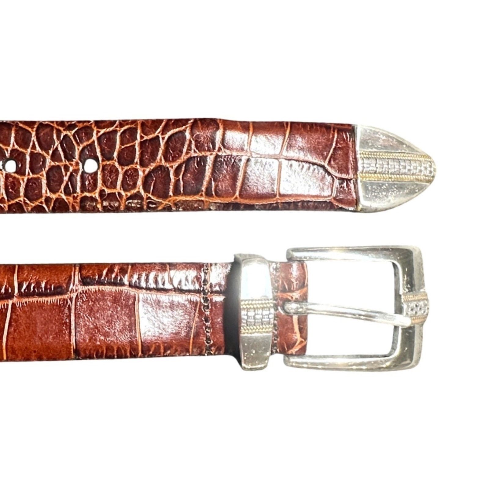Jos. A. Bank JOS A BANK Mens Genuine Leather Belt Crocodile Size 44 Size 44 - 4 Thumbnail