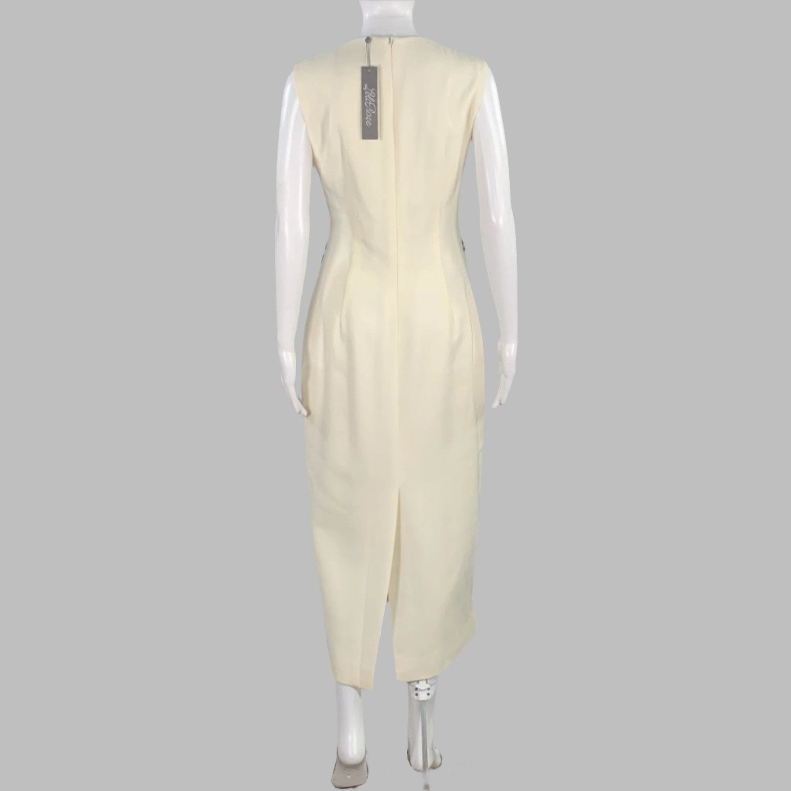 Lela Rose Size 4 Jewel Cream Black Wool Blend Applique Sheath Dress Size S / US 4 / IT 40 - 4 Thumbnail