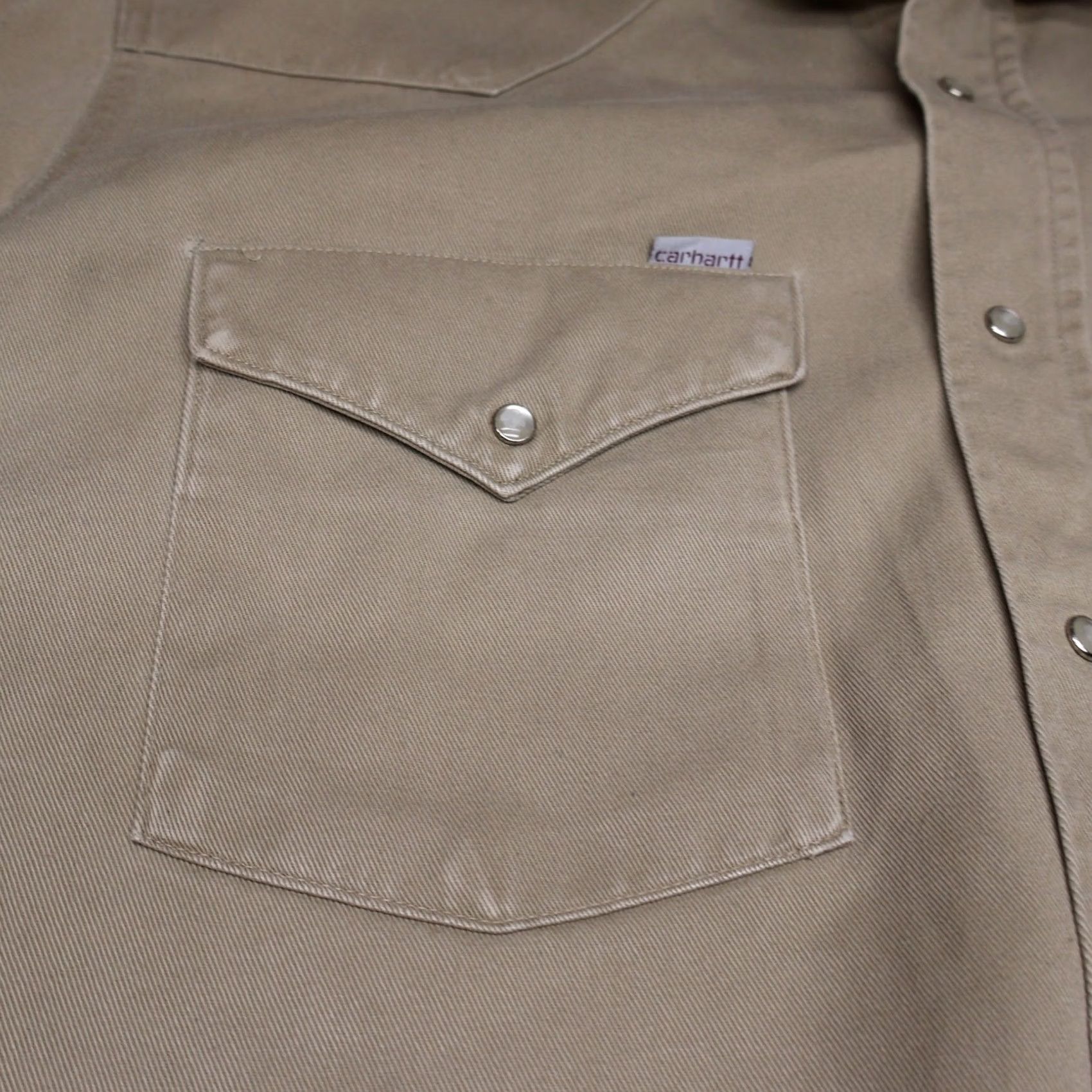 Carhartt Carhartt Shirt Mens XL 17.5 Cream Canvas Western Long Sleeve Rugged Snap Button-Up Twill Collar Pocket Casual Workwear Size US XL / EU 56 / 4 - 7 Thumbnail