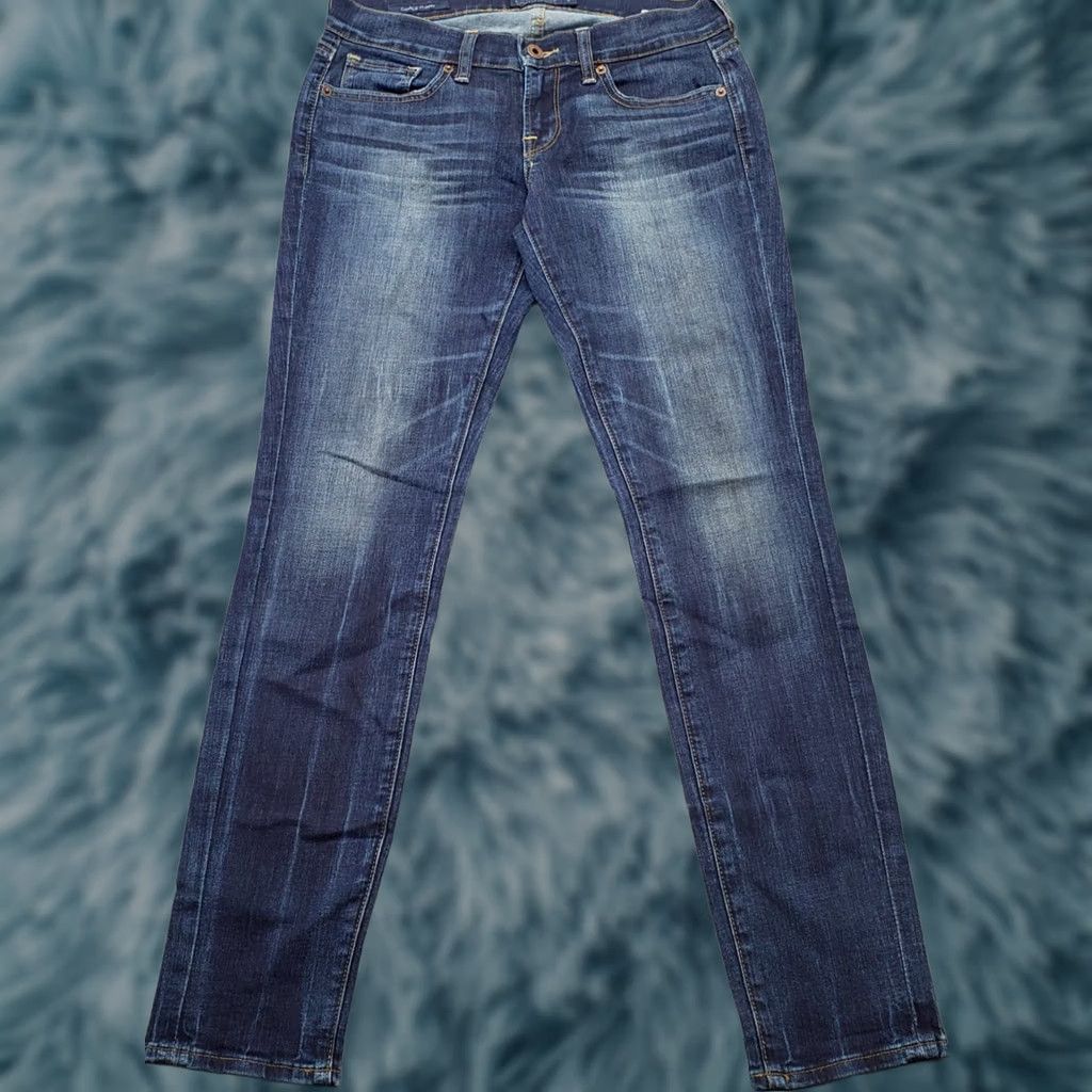 Lucky Brand Lucky Brand Jeans Women Size 2/26 Blue Whiskered Faded Dark Wash Charlie Skinny Jeans Size 26" / US 2 / IT 38 - 1 Thumbnail
