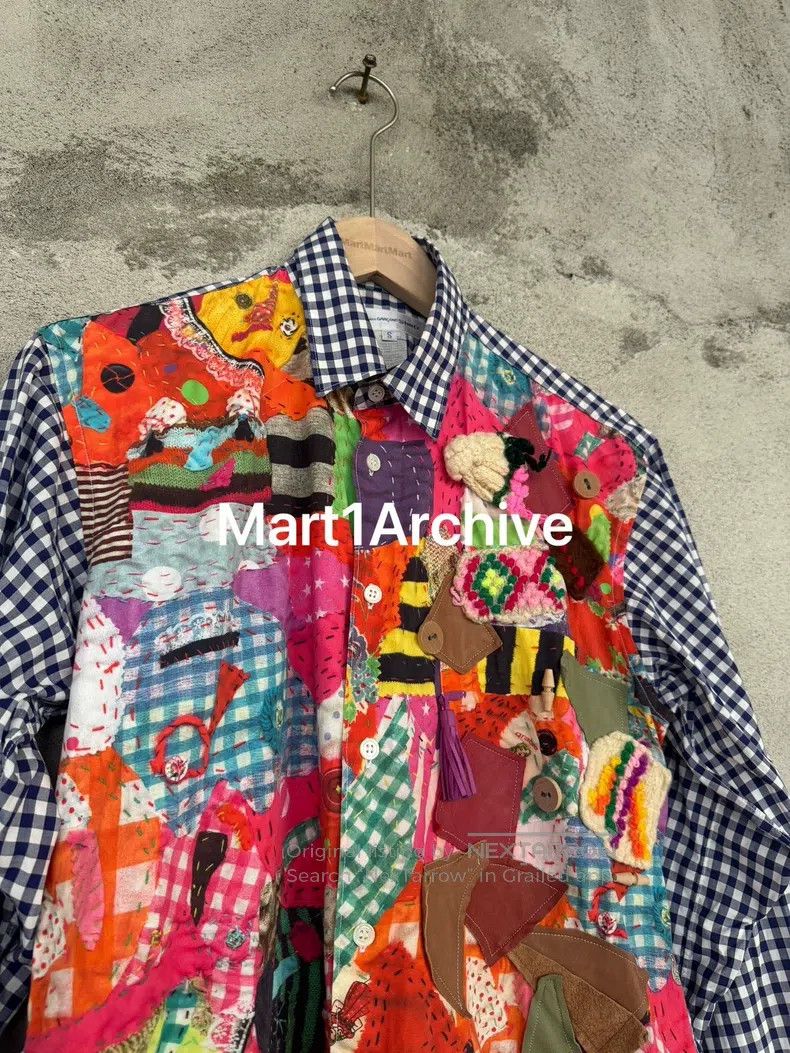 Comme des Garcons Comme des Garcons Patchwork Leather Button Plaid Shirt Size S / US 4 / IT 40 - 3 Thumbnail