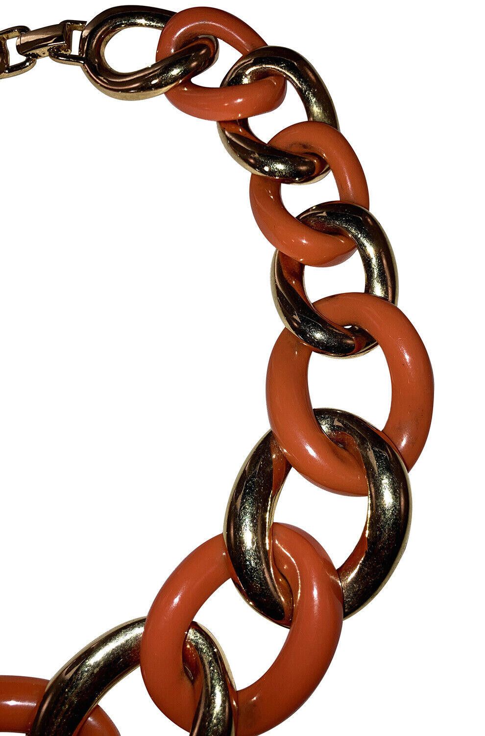 Designer Kenneth Jay Lane Simulated Coral Gold Jumbo Chain Necklace Size ONE SIZE - 3 Thumbnail