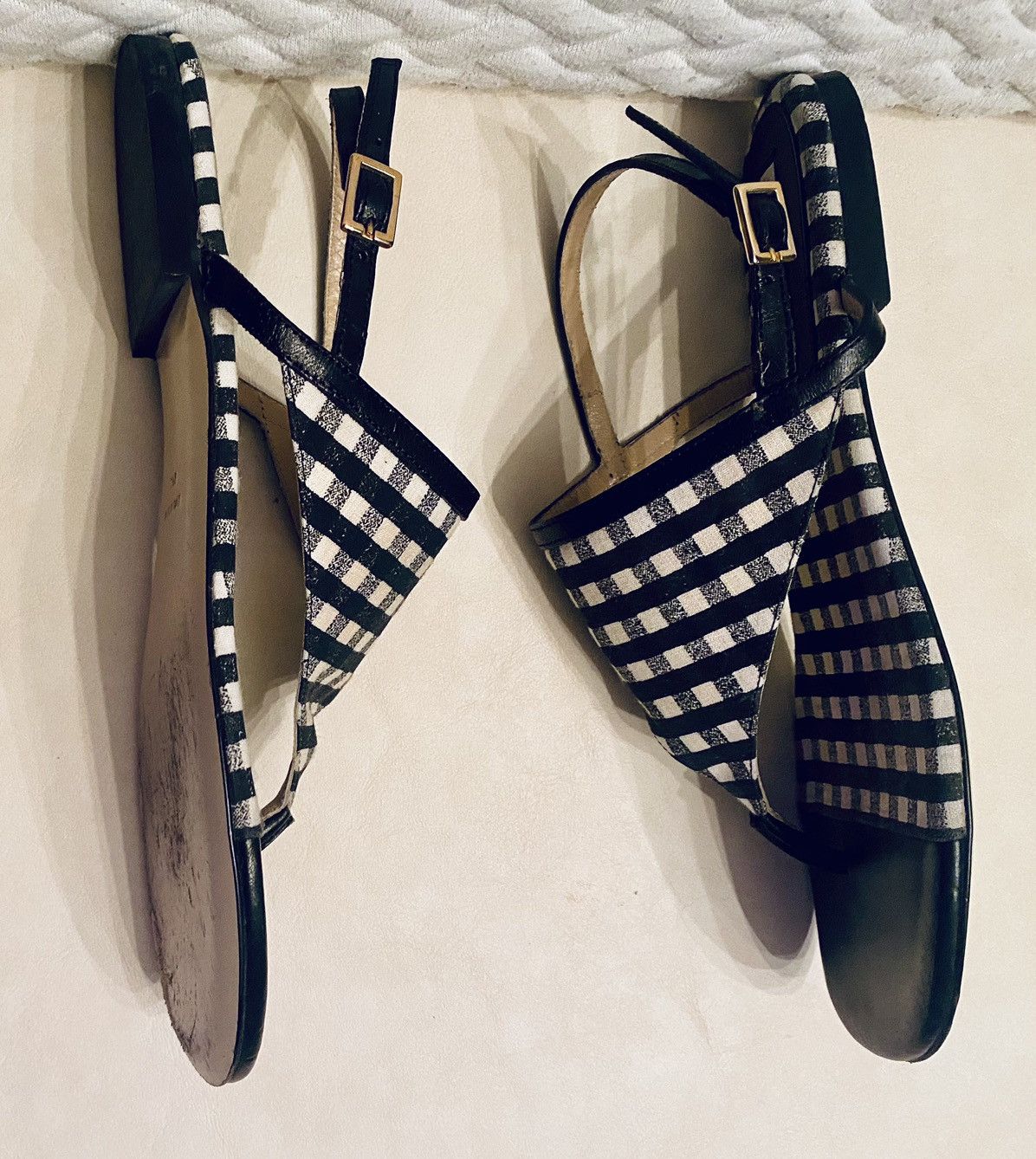 Diane von Furstenberg DvF 🇮🇹 Italian Summer Gingham Check Thong Sandals 7.5 B Size US 7.5 / IT 37.5 - 6 Thumbnail