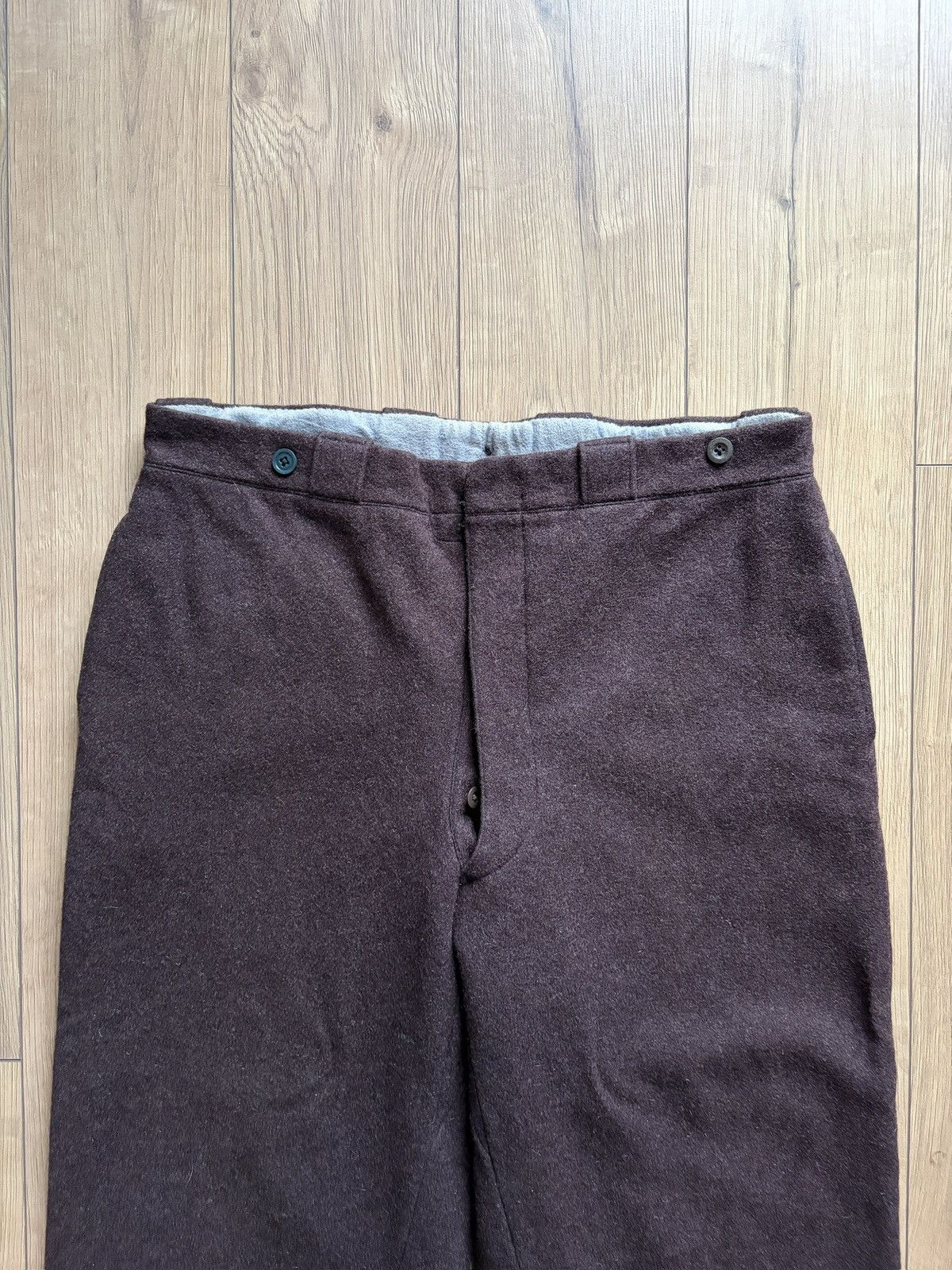 Vintage 40-50's Heavy Brown Wool Cotton Lined European Work Pants Size US 36 / EU 52 - 3 Thumbnail