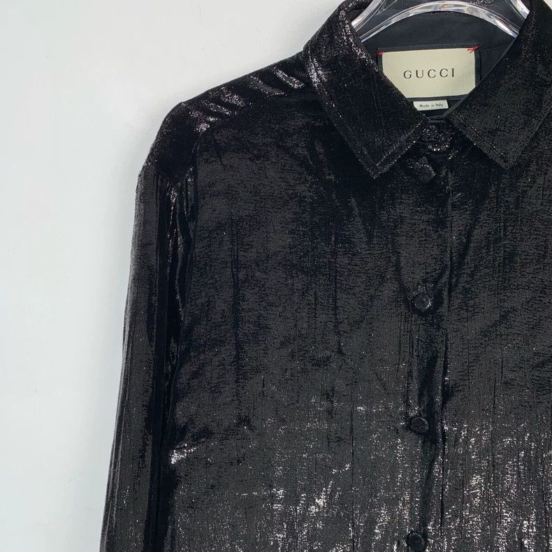 Gucci Gucci Black lapel mulberry silk long-sleeved shirt 2502-Nex Size US XXS / EU 40 - 3 Thumbnail